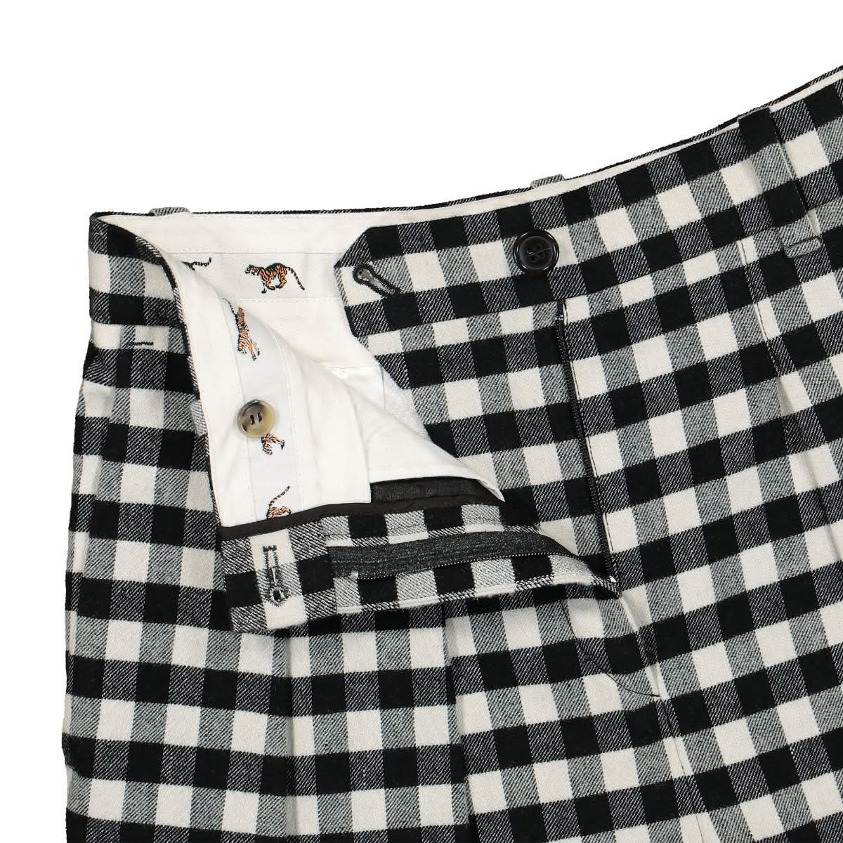 KENZO Cropped Pleated Pant Black,White Detail view 4 | Gate