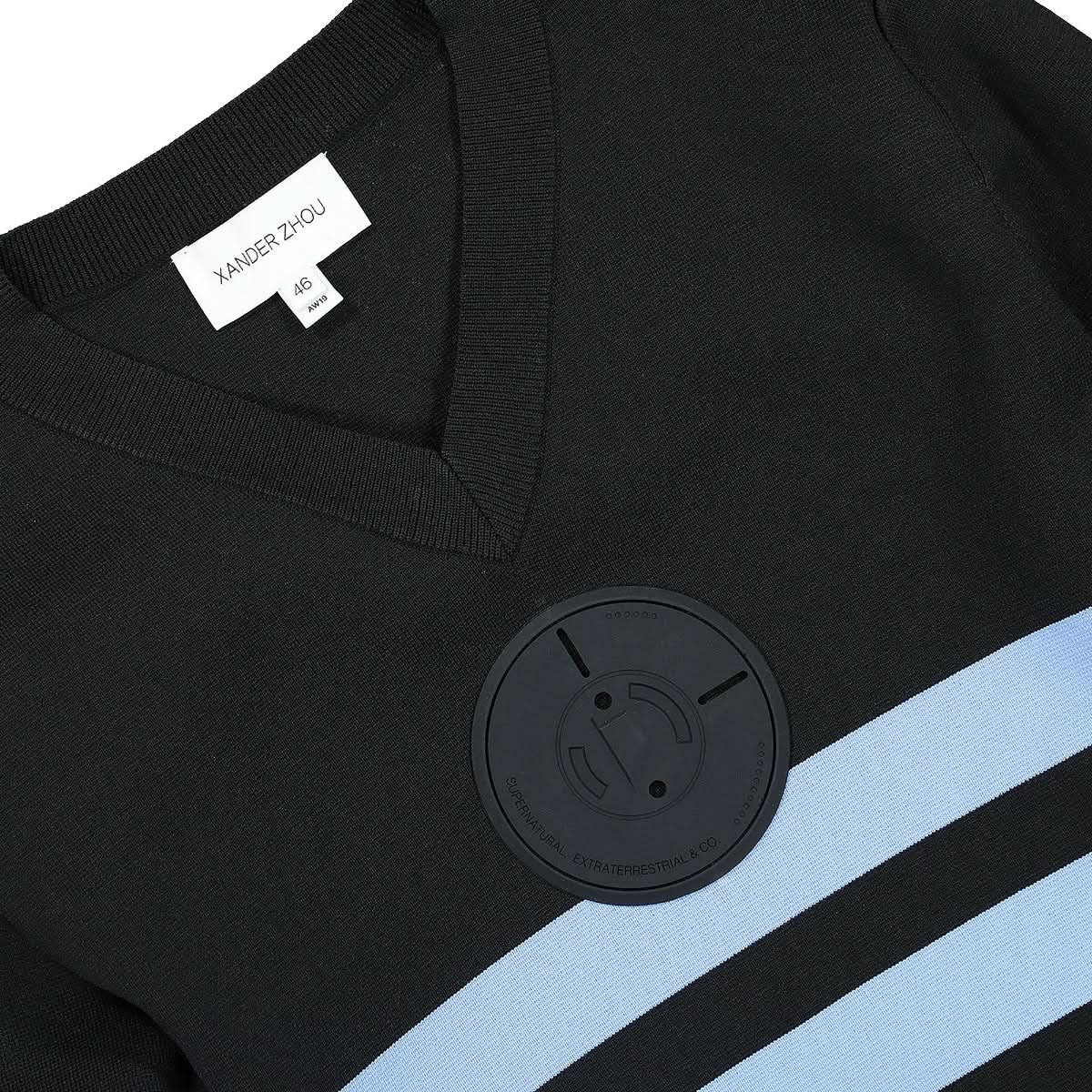 Xander Zhou Knit Pullover Black,Blue Detail view 3 | Gate