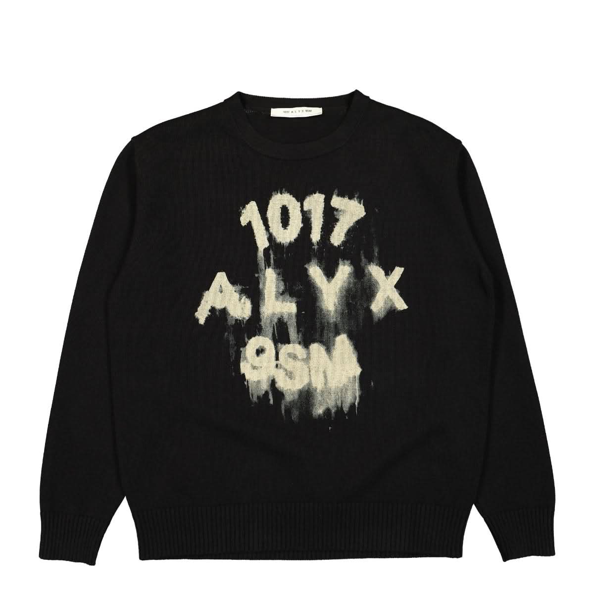 1017 Alyx 9SM Treated Logo Crewneck Sweater Black Detail view 1 | Gate