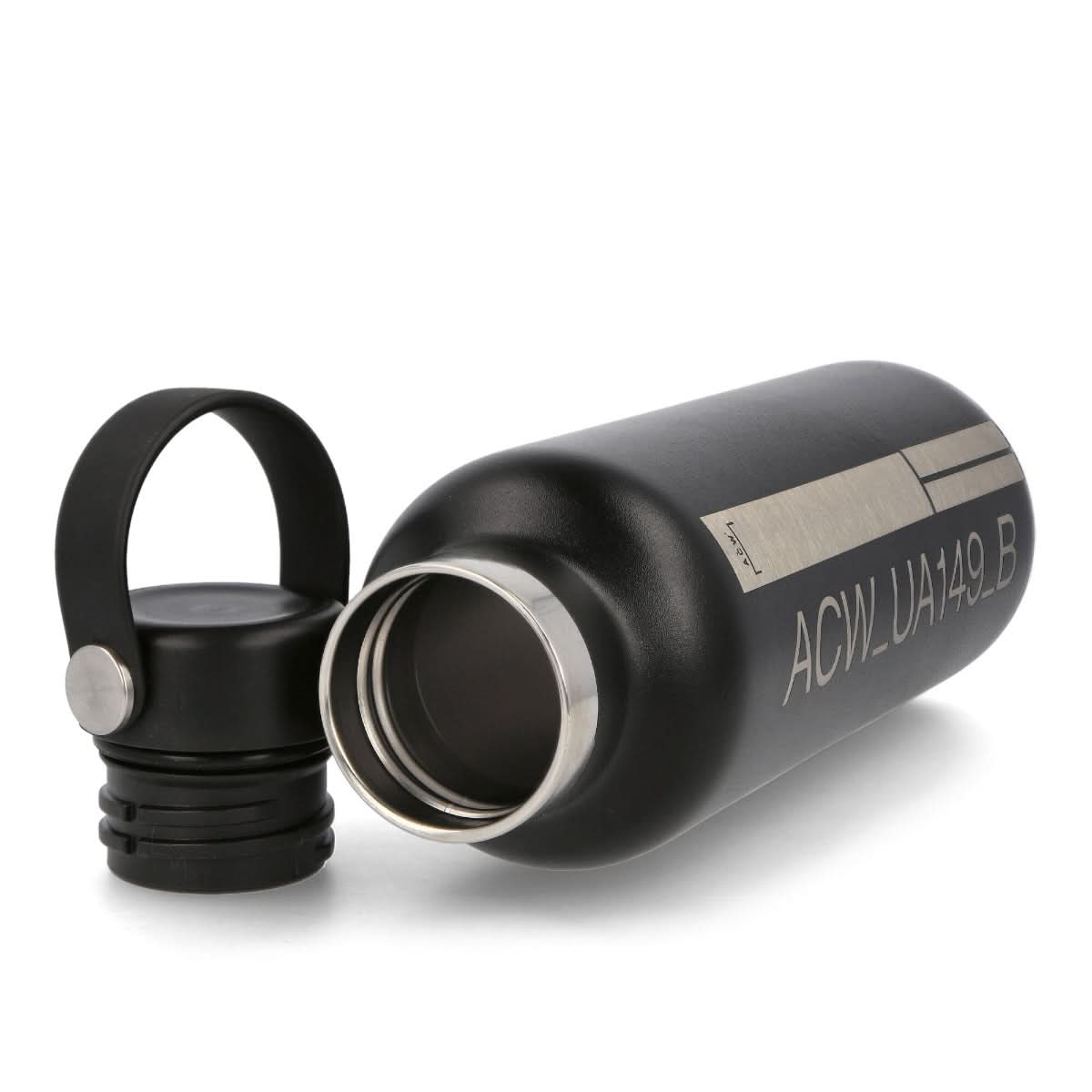 A COLD WALL Stria Coded Stainless Steel Flask Black Detail view 5 | Gate