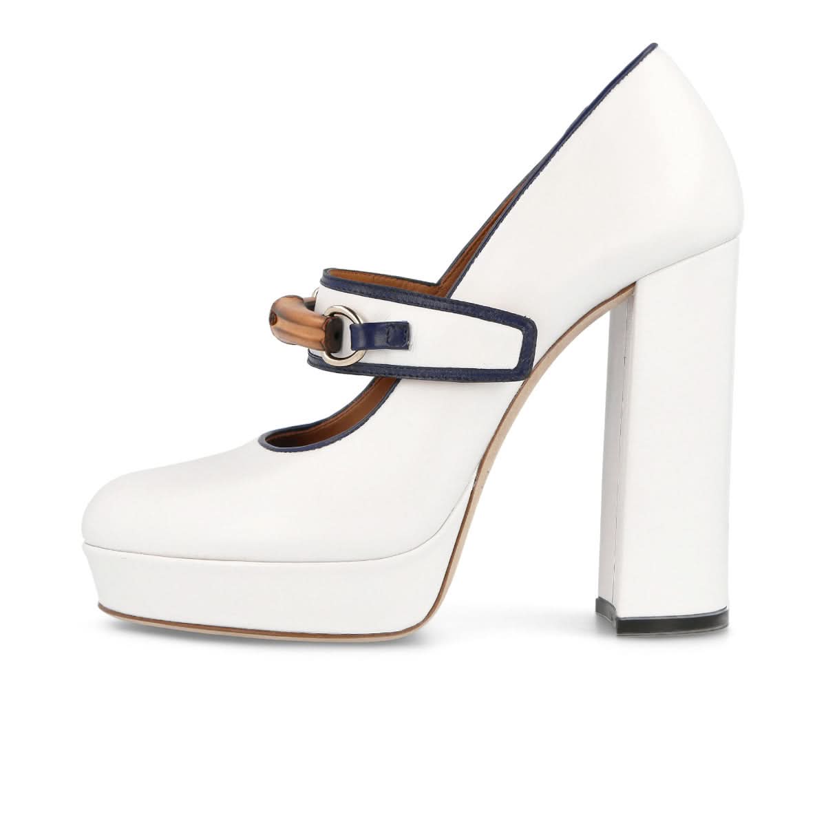 Casablanca 12cm Bamboo Pump White Heels Detail view 1 | Gate
