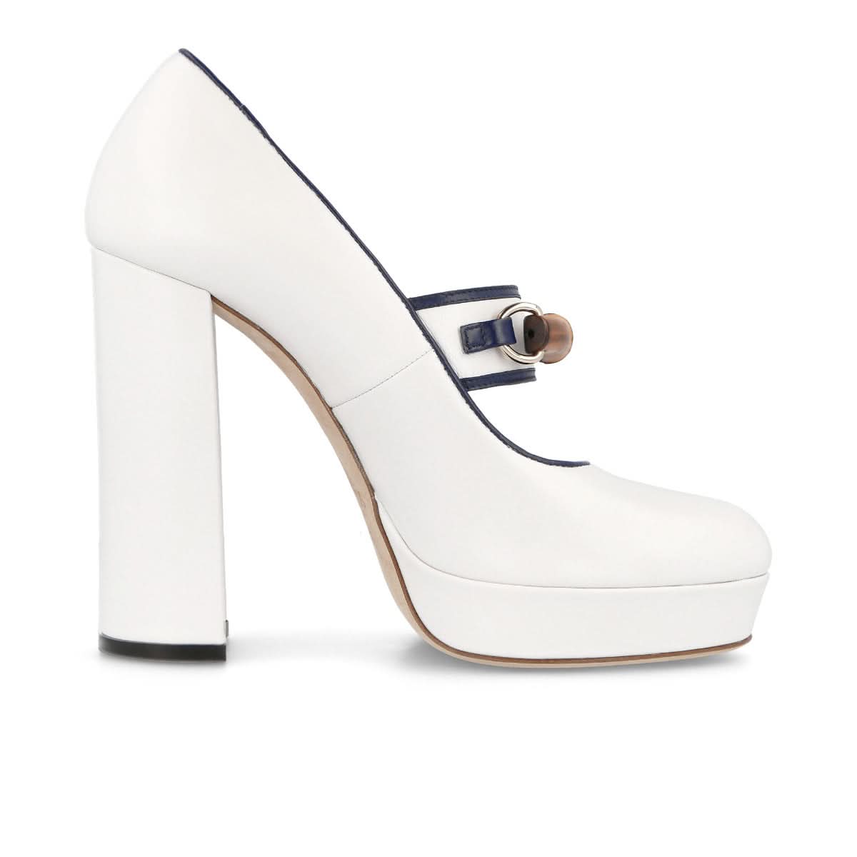 Casablanca 12cm Bamboo Pump White Heels Detail view 2 | Gate