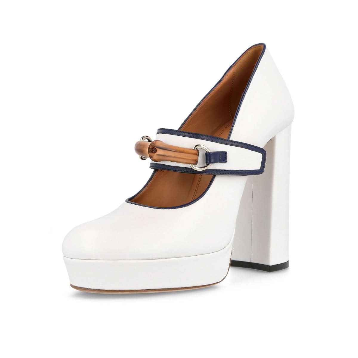 Casablanca 12cm Bamboo Pump White Heels Detail view 4 | Gate