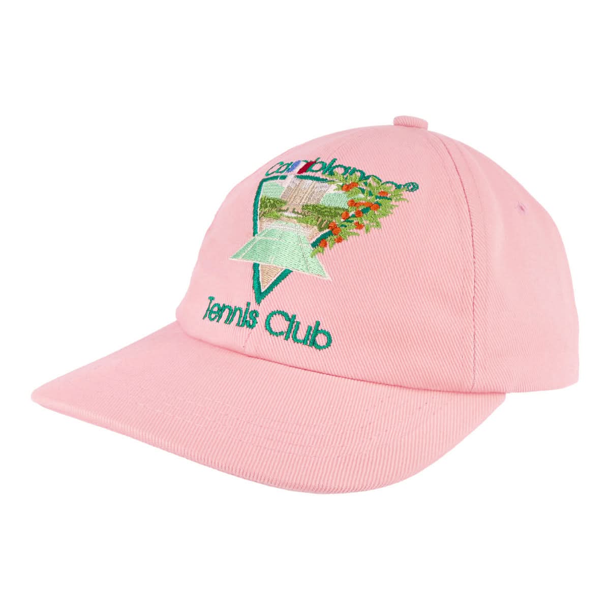 Casablanca Tennis Club Icon Embroidered Cap Pink Detail view 1 | Gate