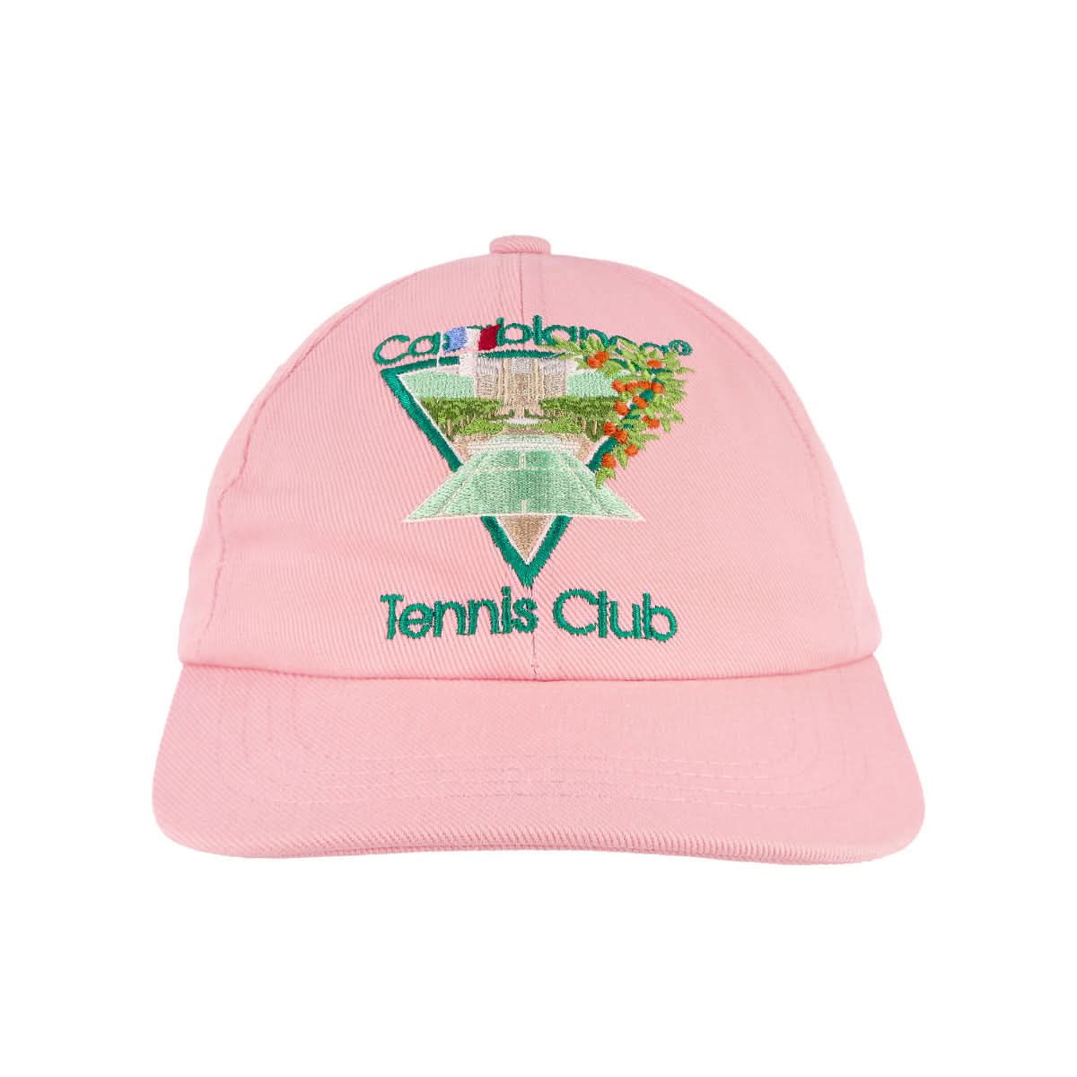 Casablanca Tennis Club Icon Embroidered Cap Pink Detail view 4 | Gate