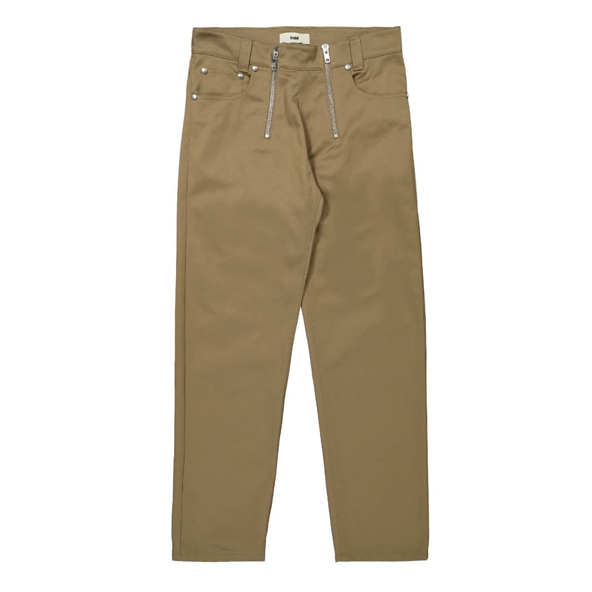 GmbH Woven High Waisted Jeans With Exposed Double Zips Brown,Beige Detail view 1 | Gate