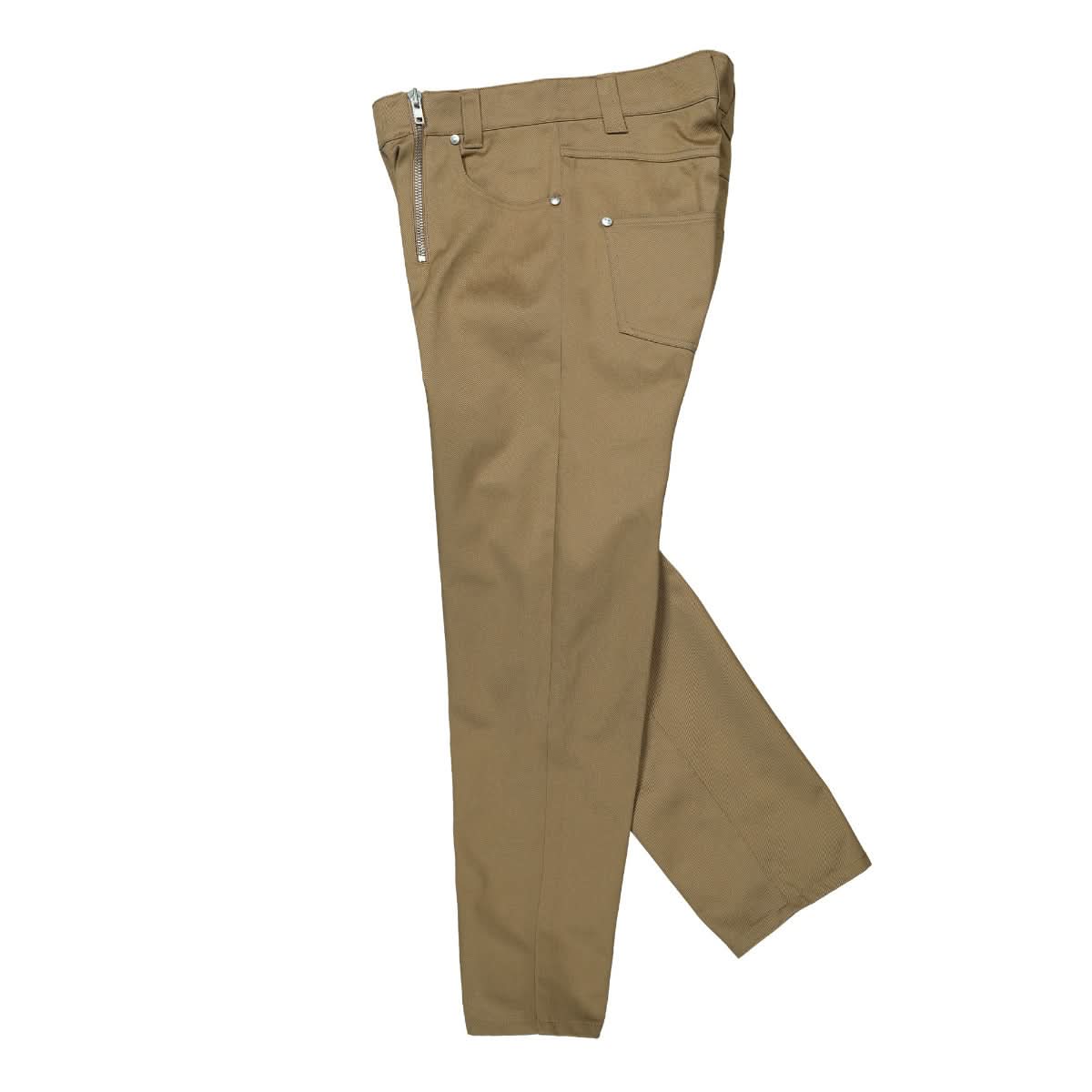 GmbH Woven High Waisted Jeans With Exposed Double Zips Brown,Beige Detail view 3 | Gate