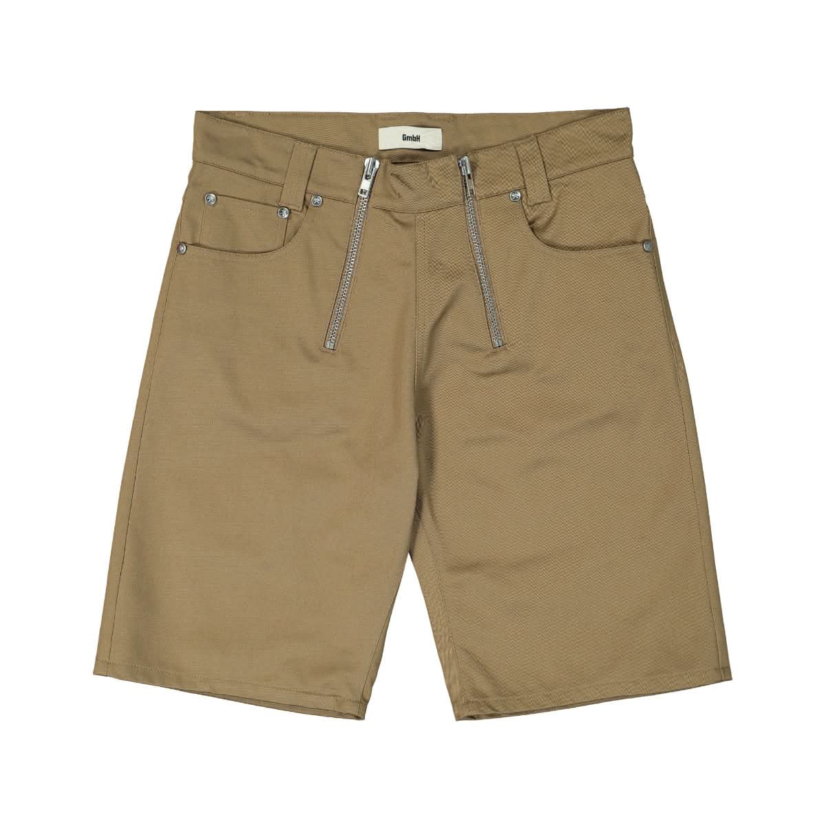 GmbH High Waisted Shorts With Exposed Double Zip Brown Detail view 1 | Gate