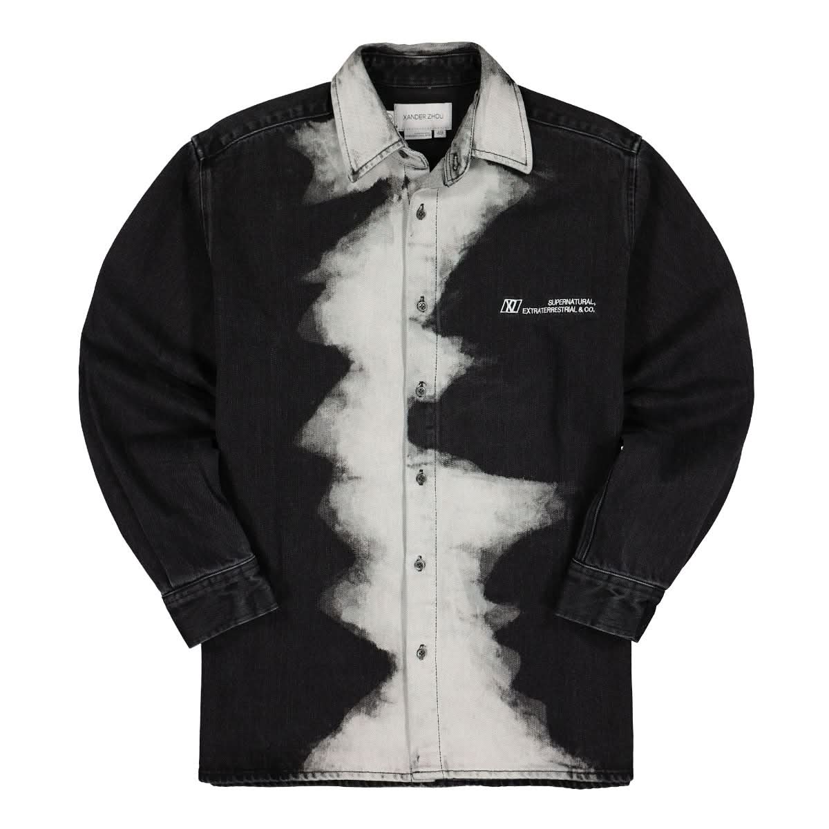 Xander Zhou Bleach Effect Button Down Shirt  Detail view 1 | Gate