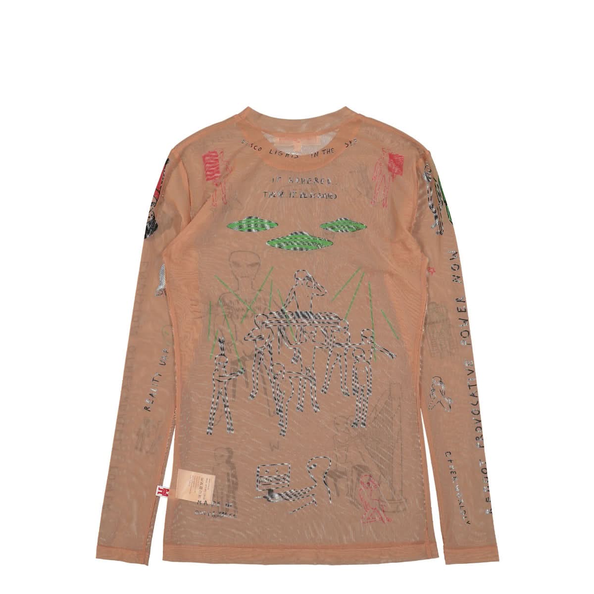 Walter Van Beirendonck Mateusz Sarzynski Long Sleeve Tattoo Mesh Top Beige Detail view 2 | Gate