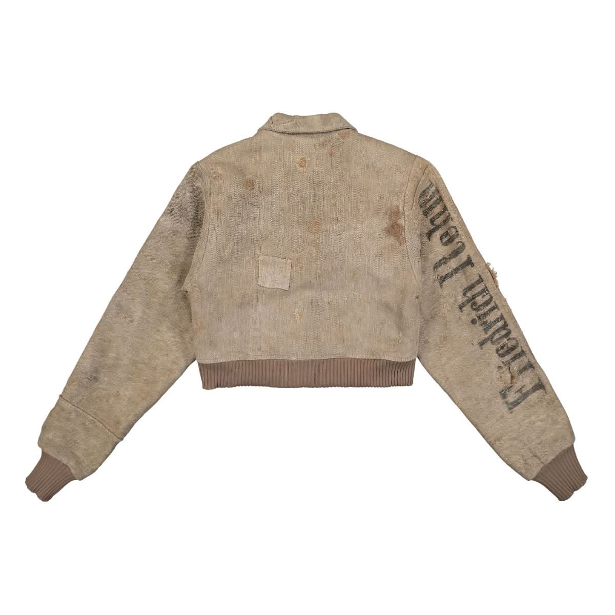 SF1OG Cropped Bomber Jacket Beige Detail view 3 | Gate