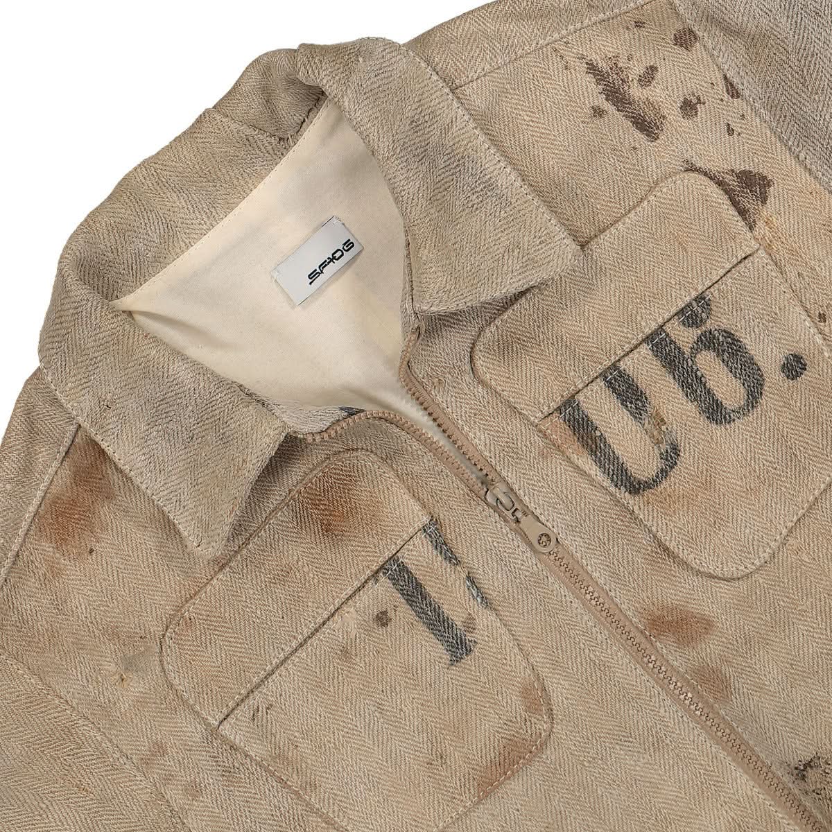 SF1OG Cropped Bomber Jacket Beige Detail view 4 | Gate