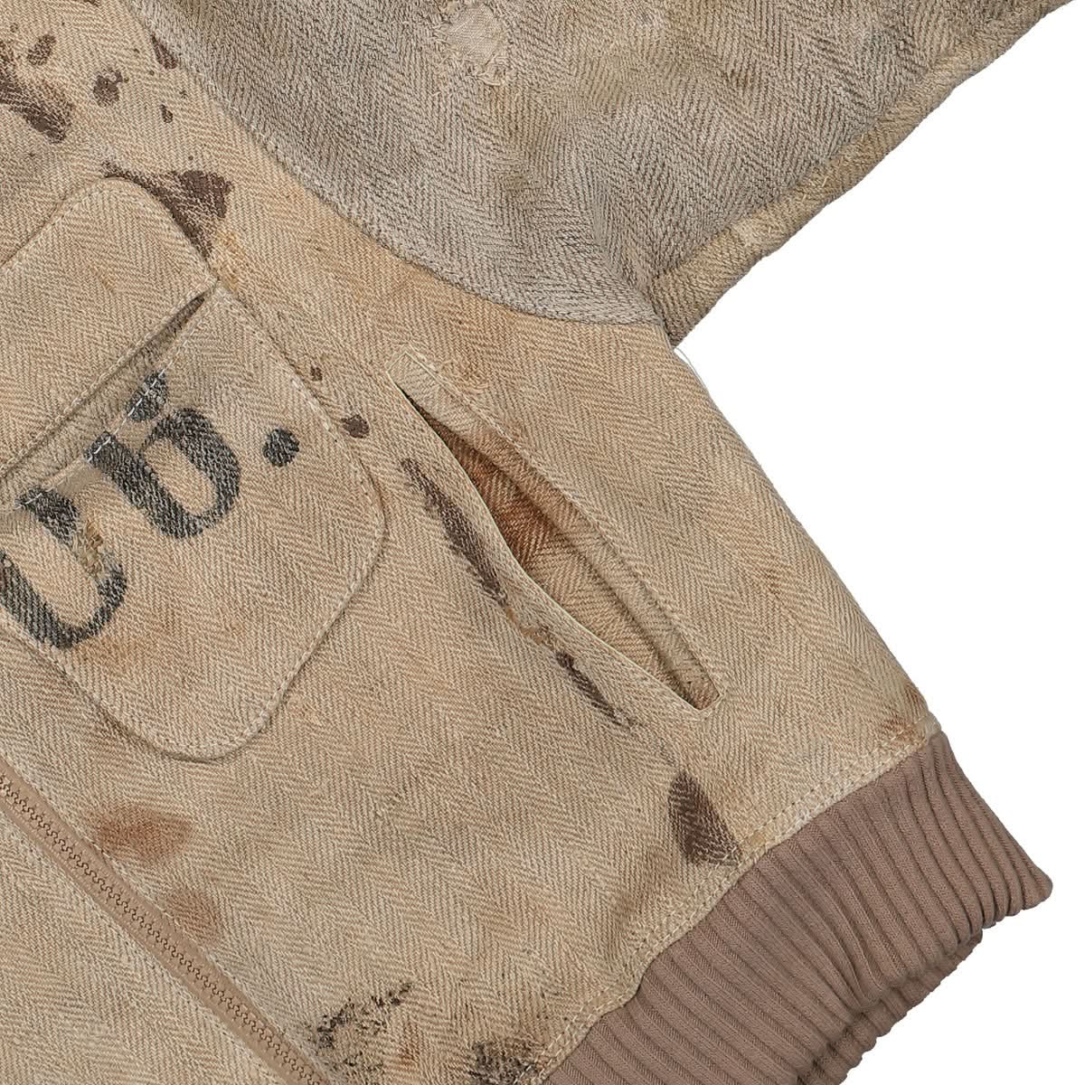 SF1OG Cropped Bomber Jacket Beige Detail view 6 | Gate