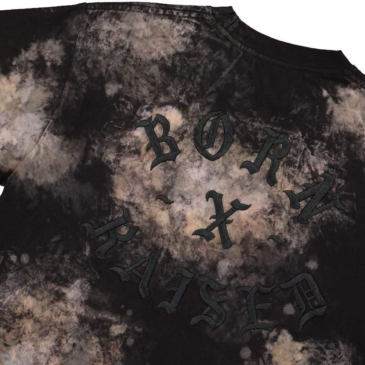 Born X Raised Embroidered Rocker Tee Black,Multicolor Detail view 4 | Gate