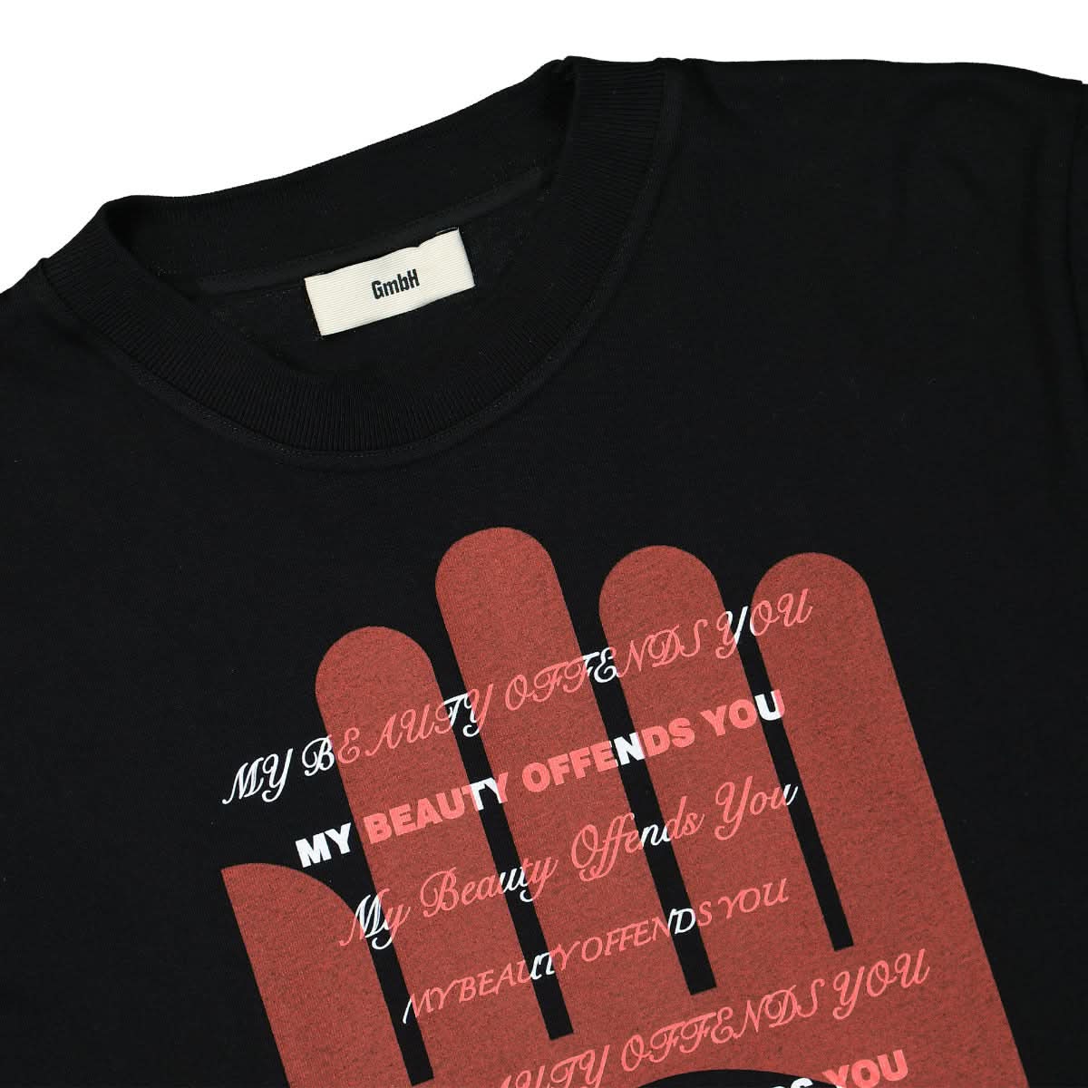 GmbH Knitted Screen Printed Tee Black,Red Detail view 3 | Gate