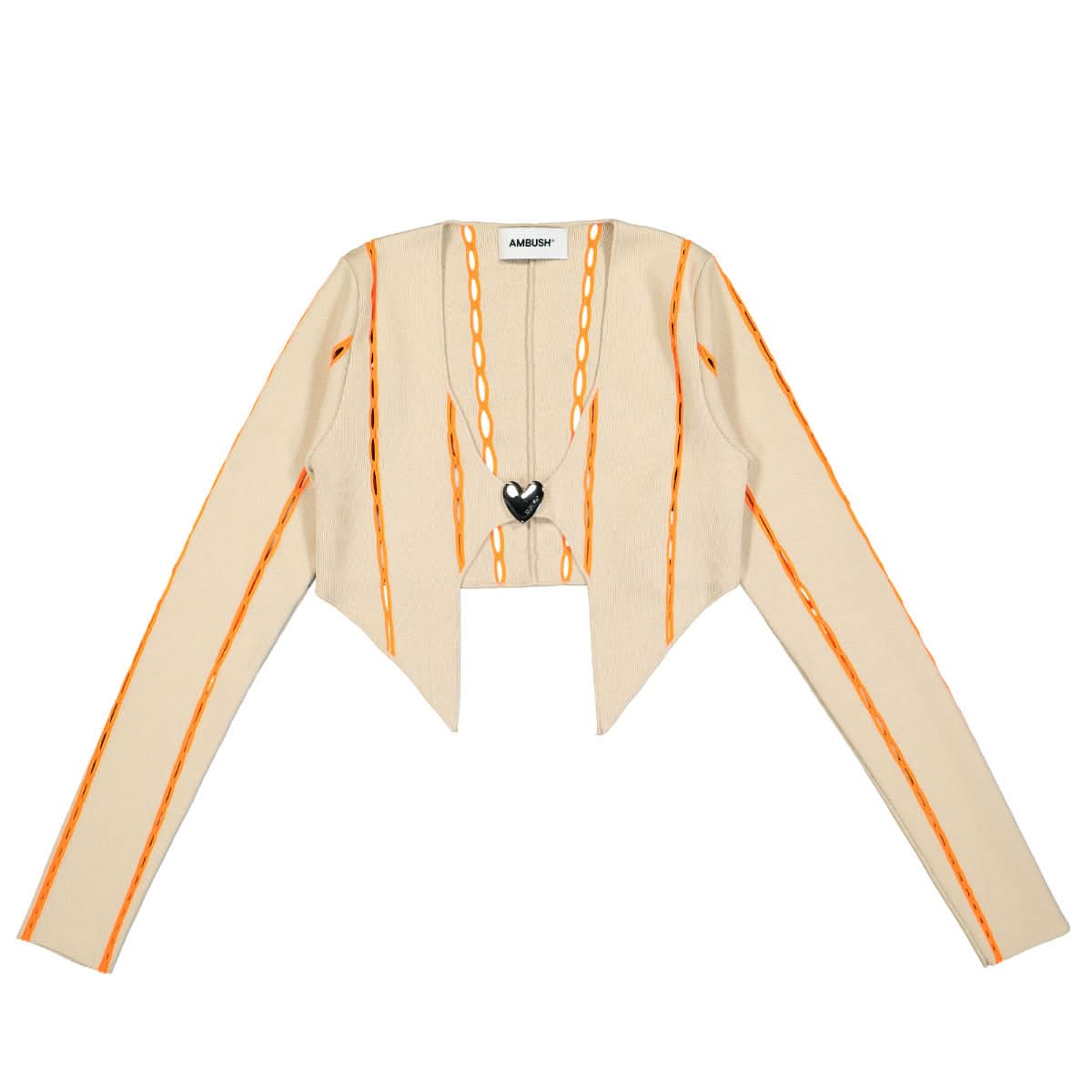 Ambush Crop Knit Cardigan Brown,Orange Detail view 1 | Gate