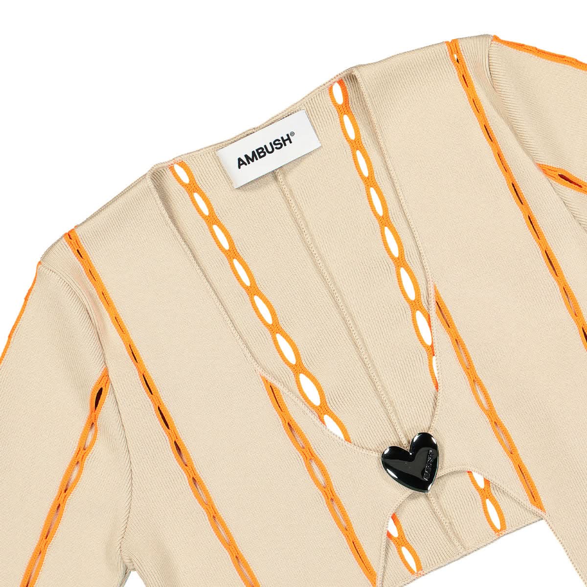 Ambush Crop Knit Cardigan Brown,Orange Detail view 3 | Gate