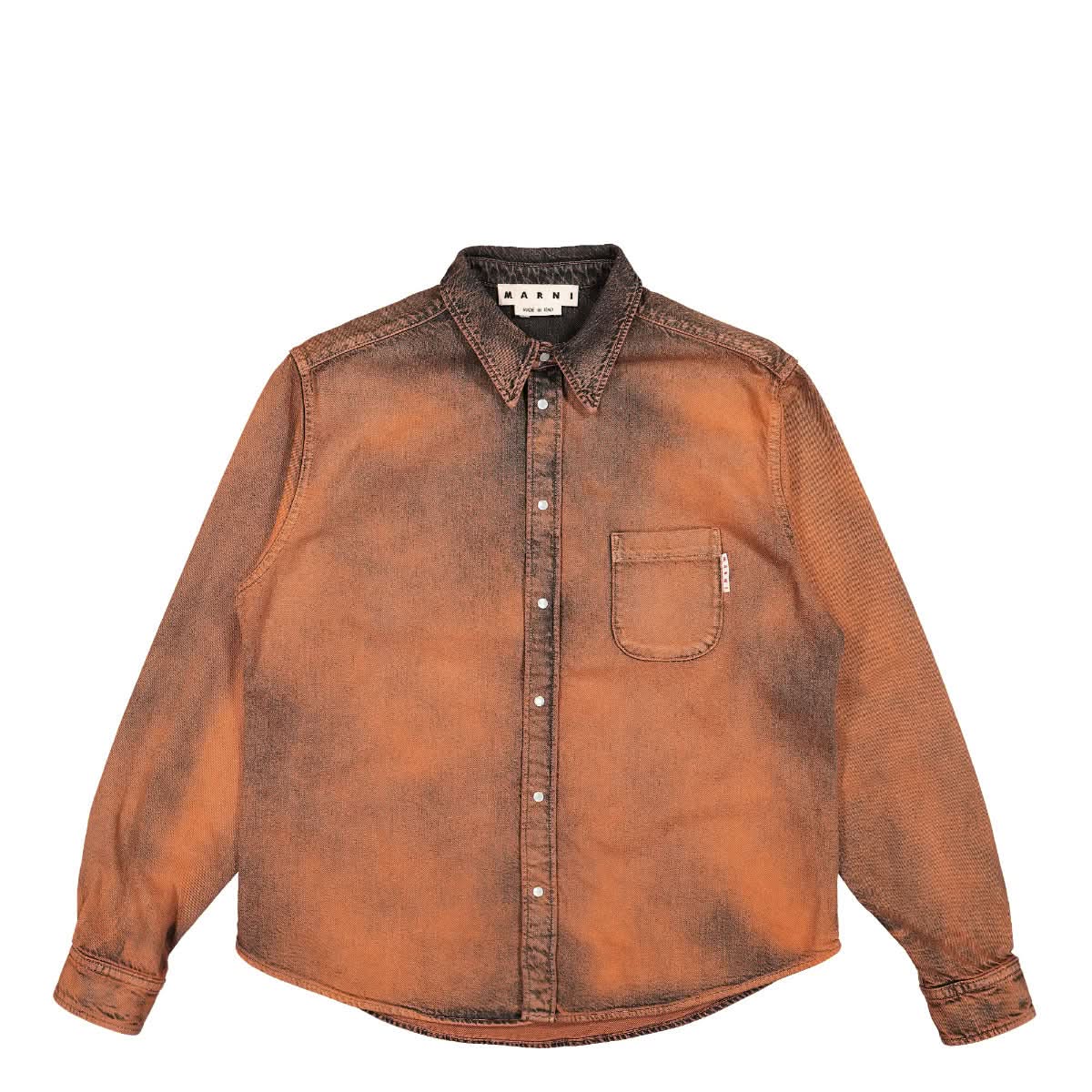 Marni Color Marble Dye Denim Shirt Brown Detail view 1 | Gate