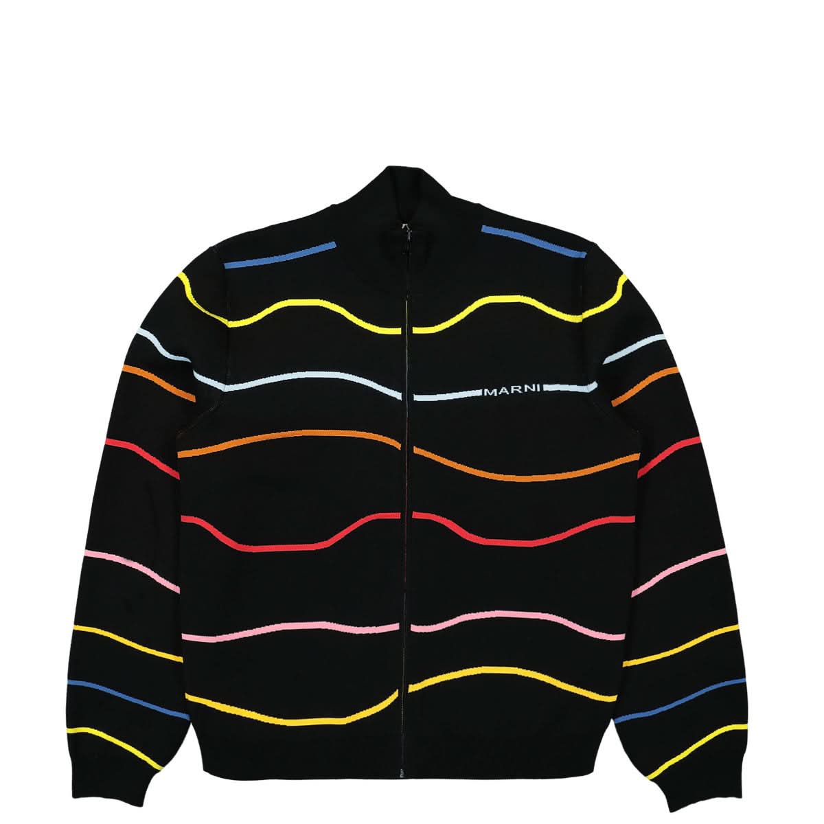 Marni Tecno Cotton Rainbow Cardigan Black,Multicolor Detail view 1 | Gate