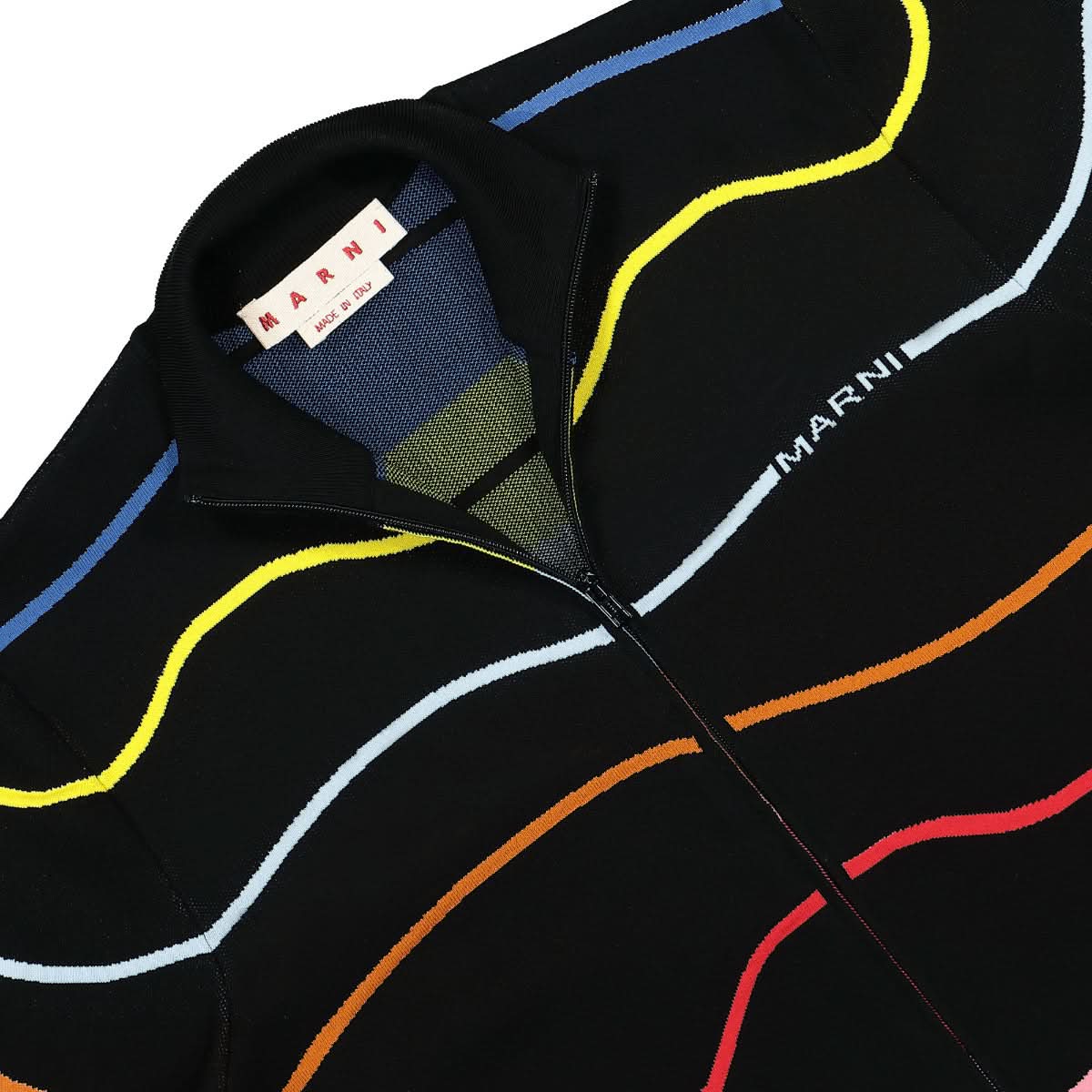 Marni Tecno Cotton Rainbow Cardigan Black,Multicolor Detail view 3 | Gate