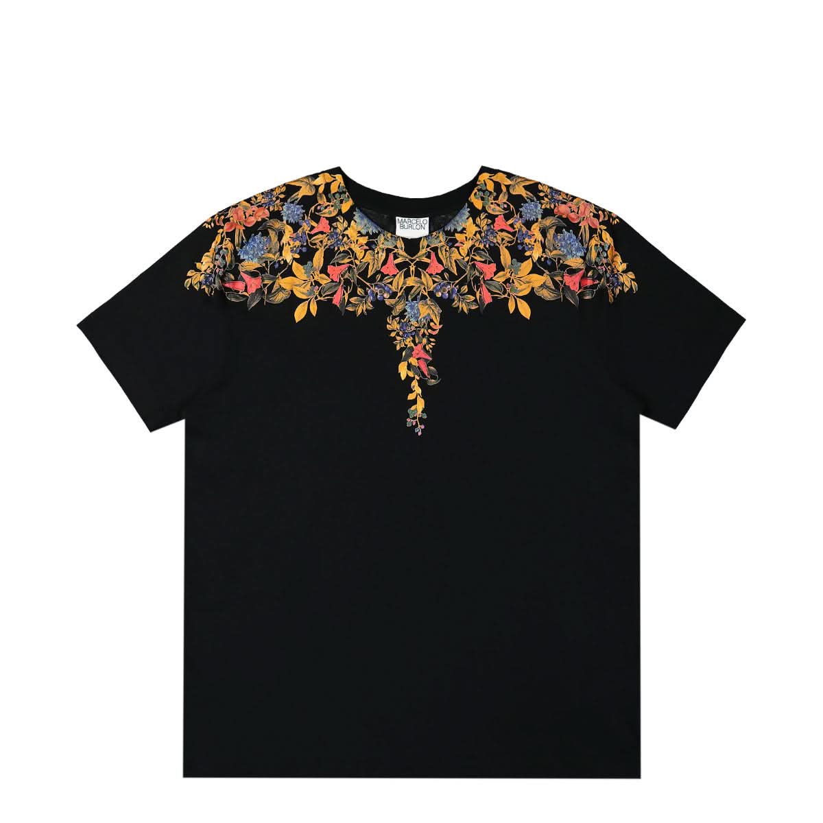 Marcelo Burlon - County of Milan Flowers Wings Regular T-Shirt Black,Multicolor Detail view 1 | Gate