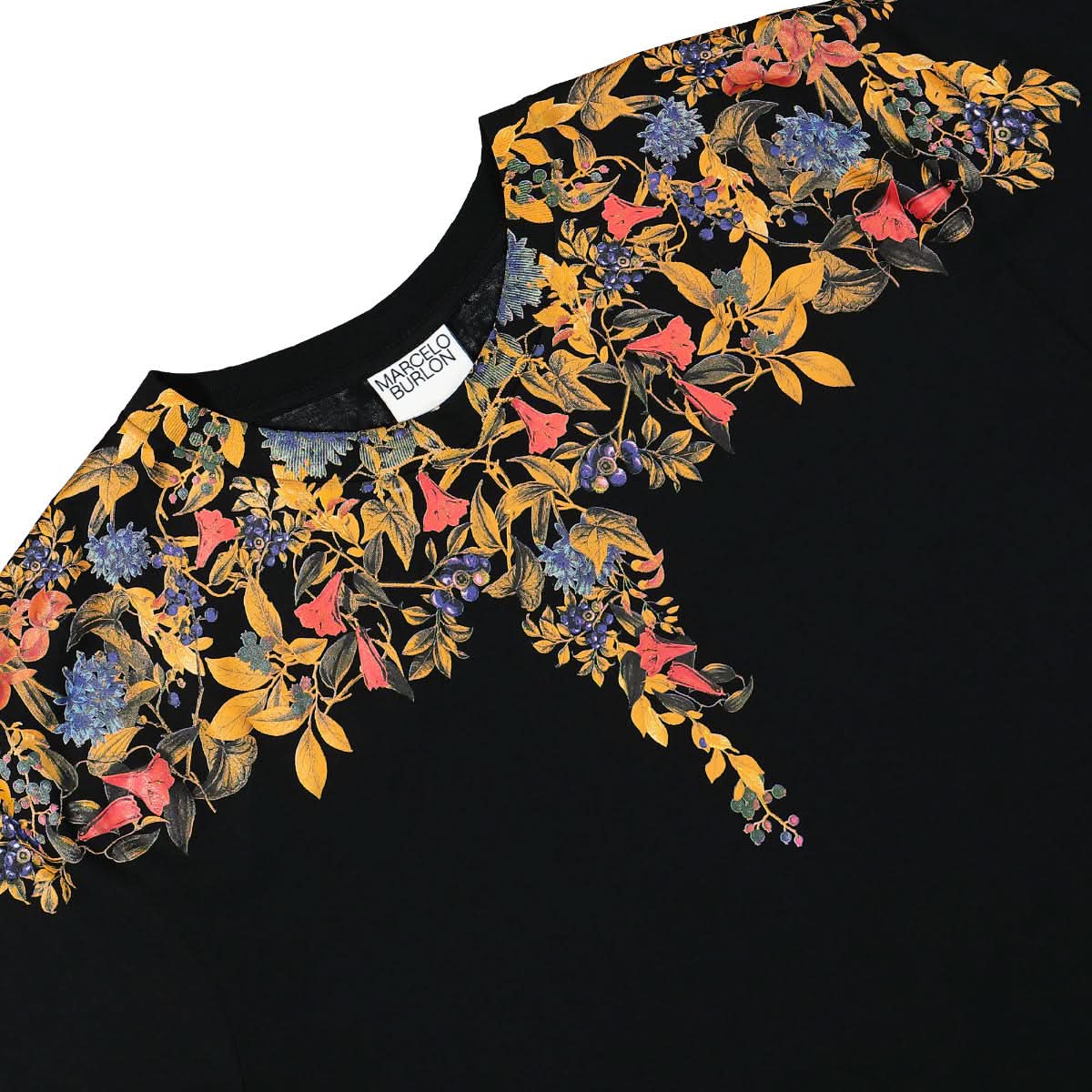 Marcelo Burlon - County of Milan Flowers Wings Regular T-Shirt Black,Multicolor Detail view 3 | Gate