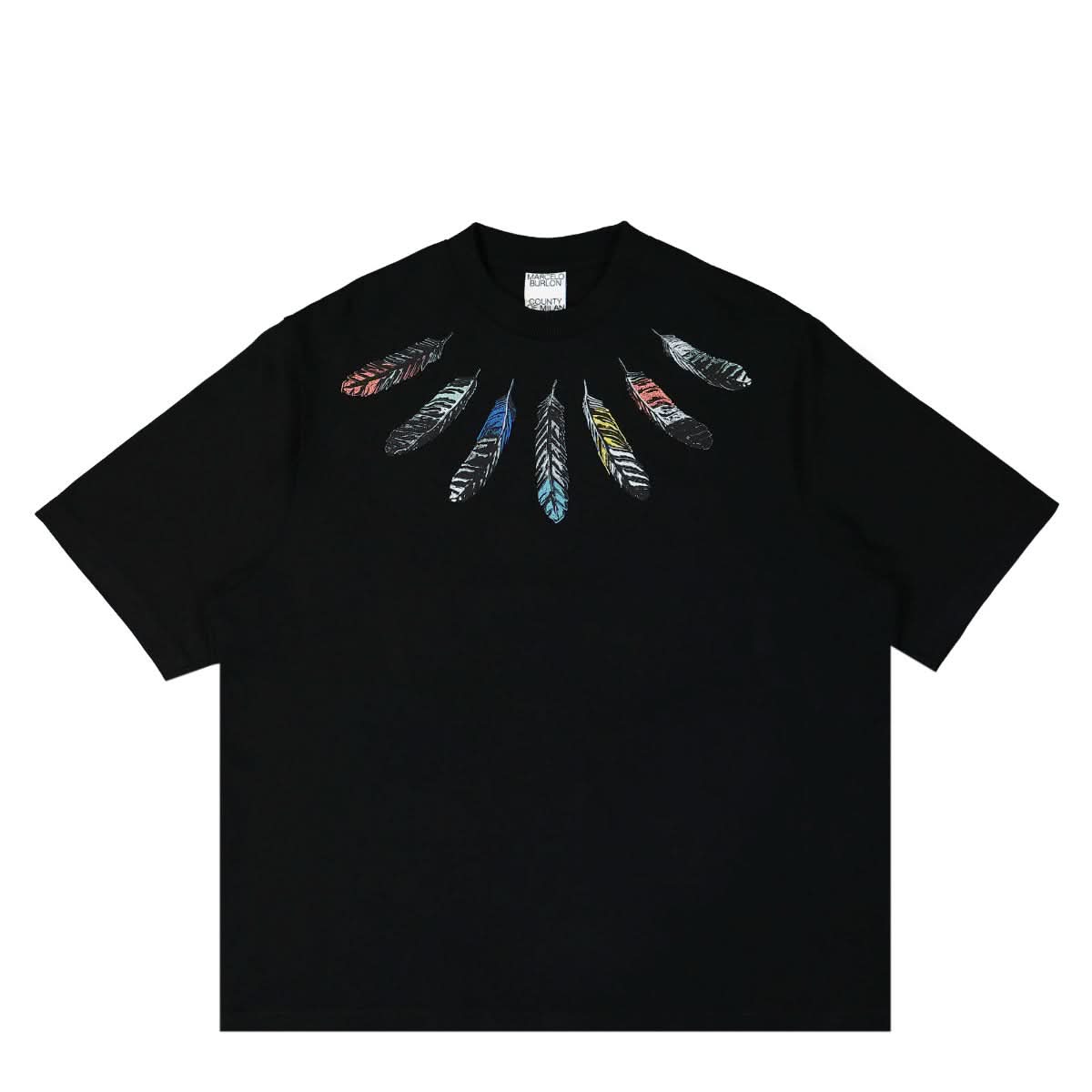 Marcelo Burlon - County of Milan Collar Feather Over T-Shirt Black,Grey Detail view 1 | Gate