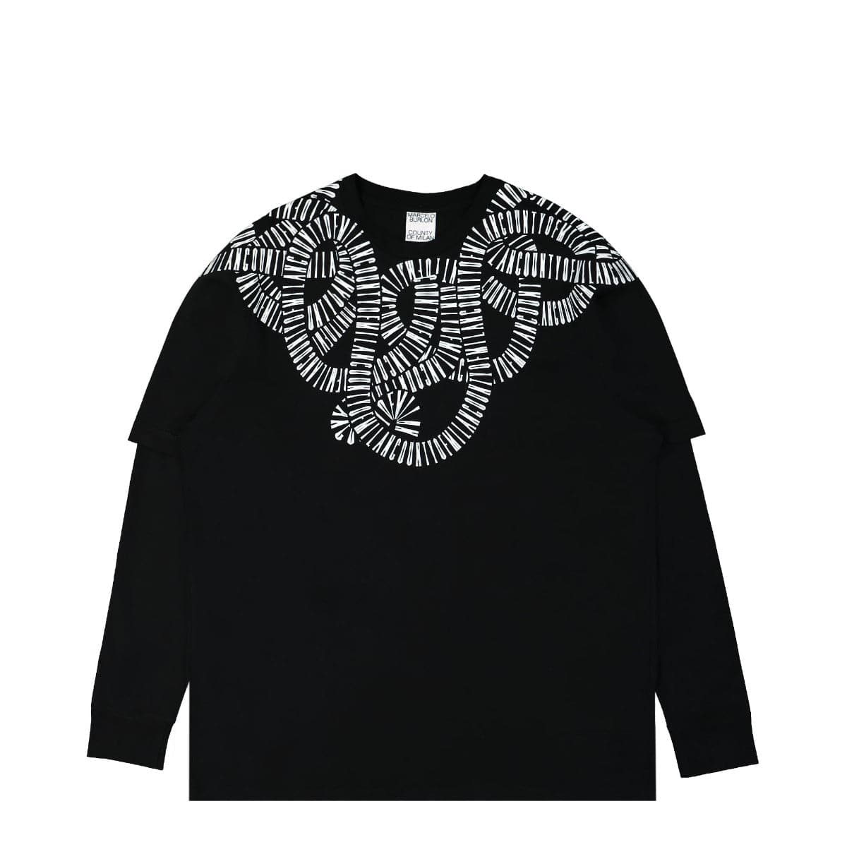 Marcelo Burlon - County of Milan Snake Wings DBL Sleeve Tee Black,White Detail view 1 | Gate