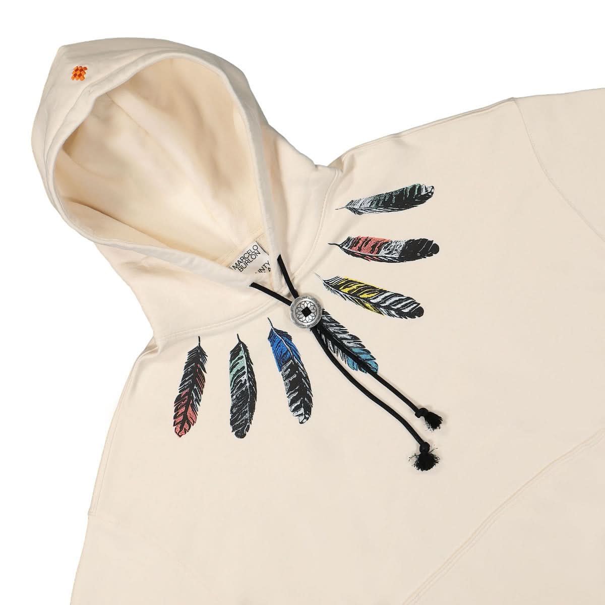 Marcelo Burlon - County of Milan Collar Feathers Comfort Hoodie Beige Detail view 3 | Gate