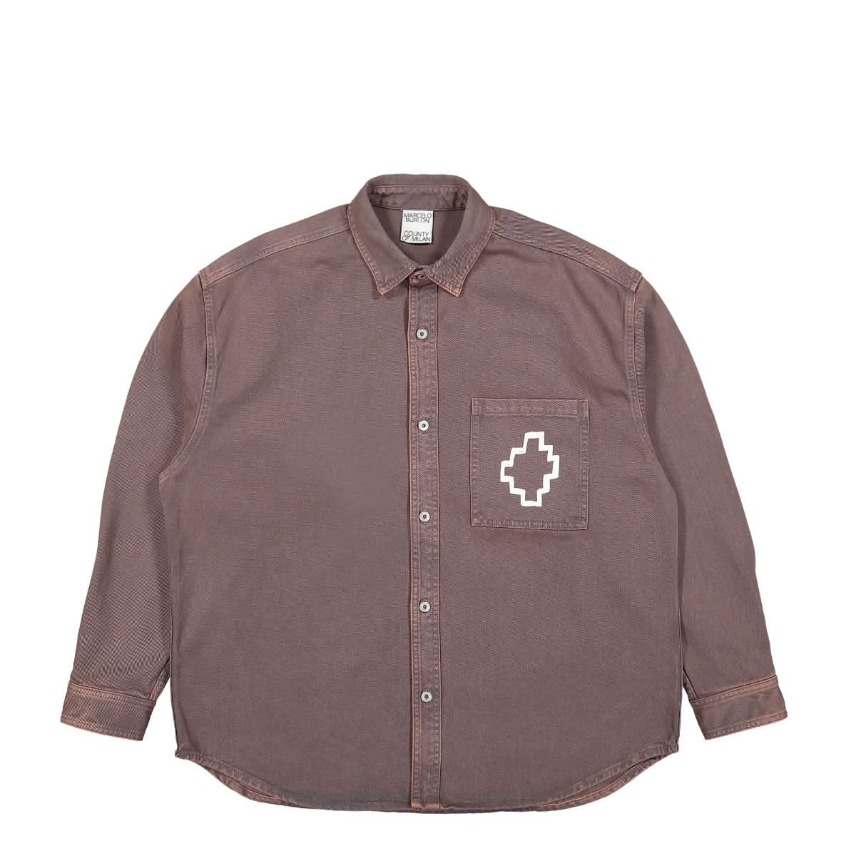 Marcelo Burlon - County of Milan Tempera Cross Cott Overshirt Red Detail view 1 | Gate