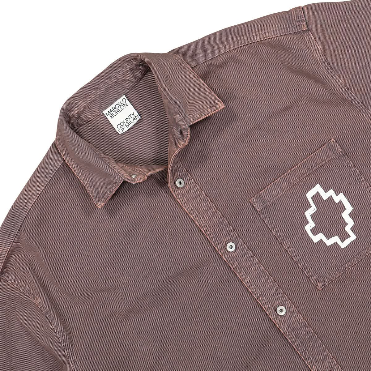 Marcelo Burlon - County of Milan Tempera Cross Cott Overshirt Red Detail view 3 | Gate