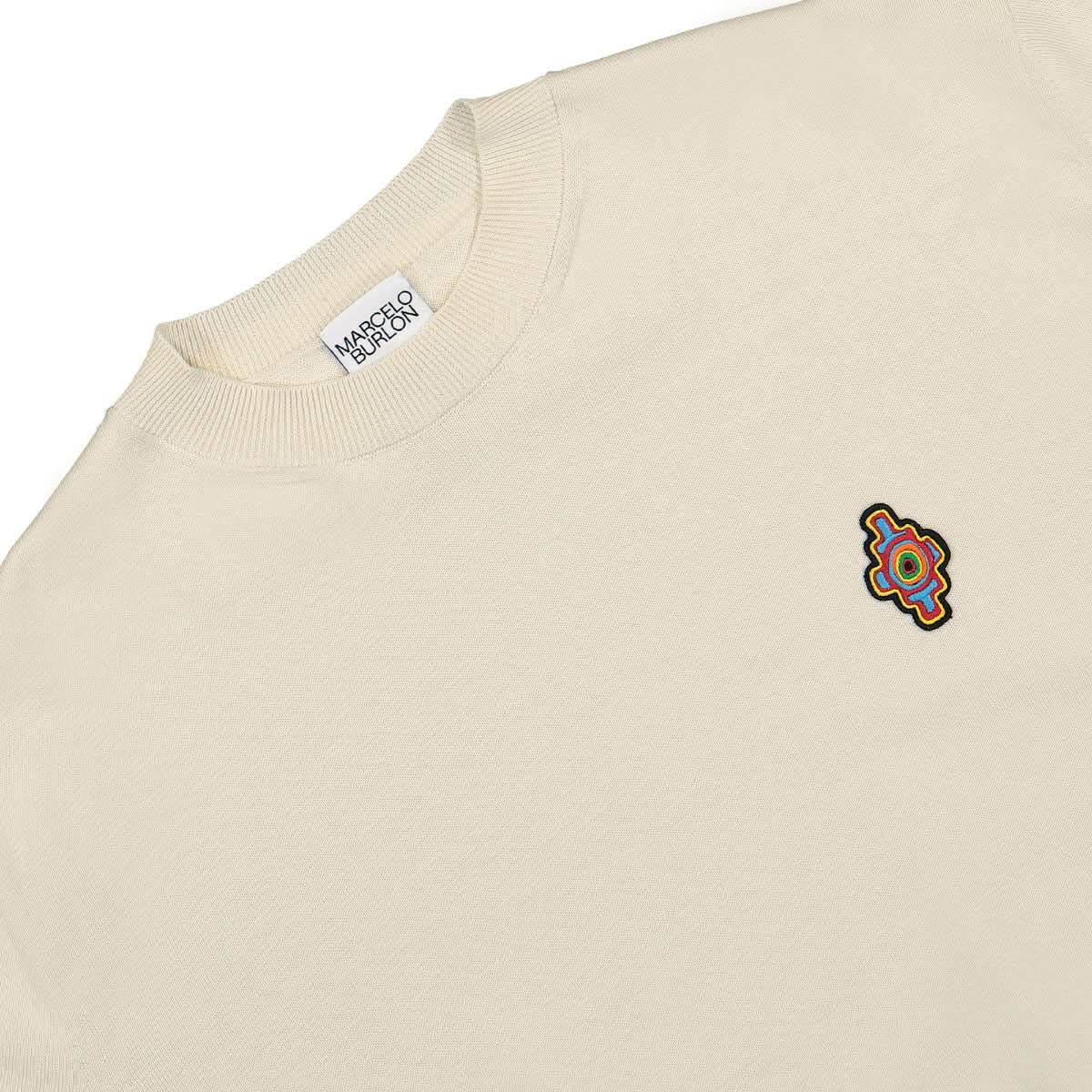 Marcelo Burlon - County of Milan Sunset Cross Knit Basic Crew Beige Detail view 3 | Gate
