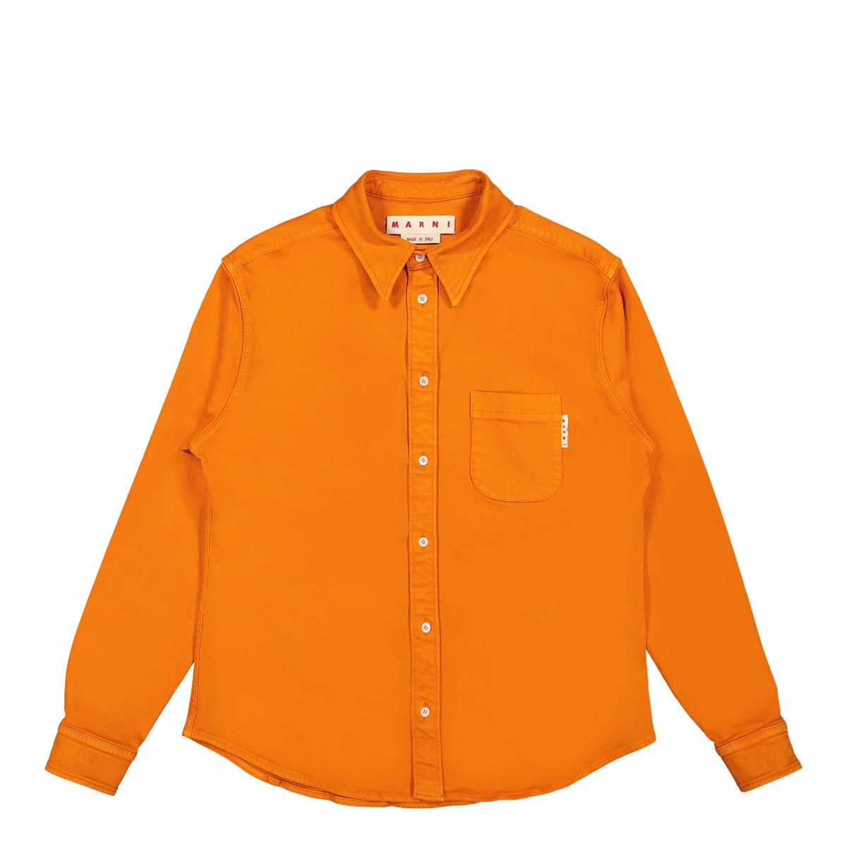 Marni Pigment Garment-Dyed Cotton Drill Shirt Orange Detail view 1 | Gate