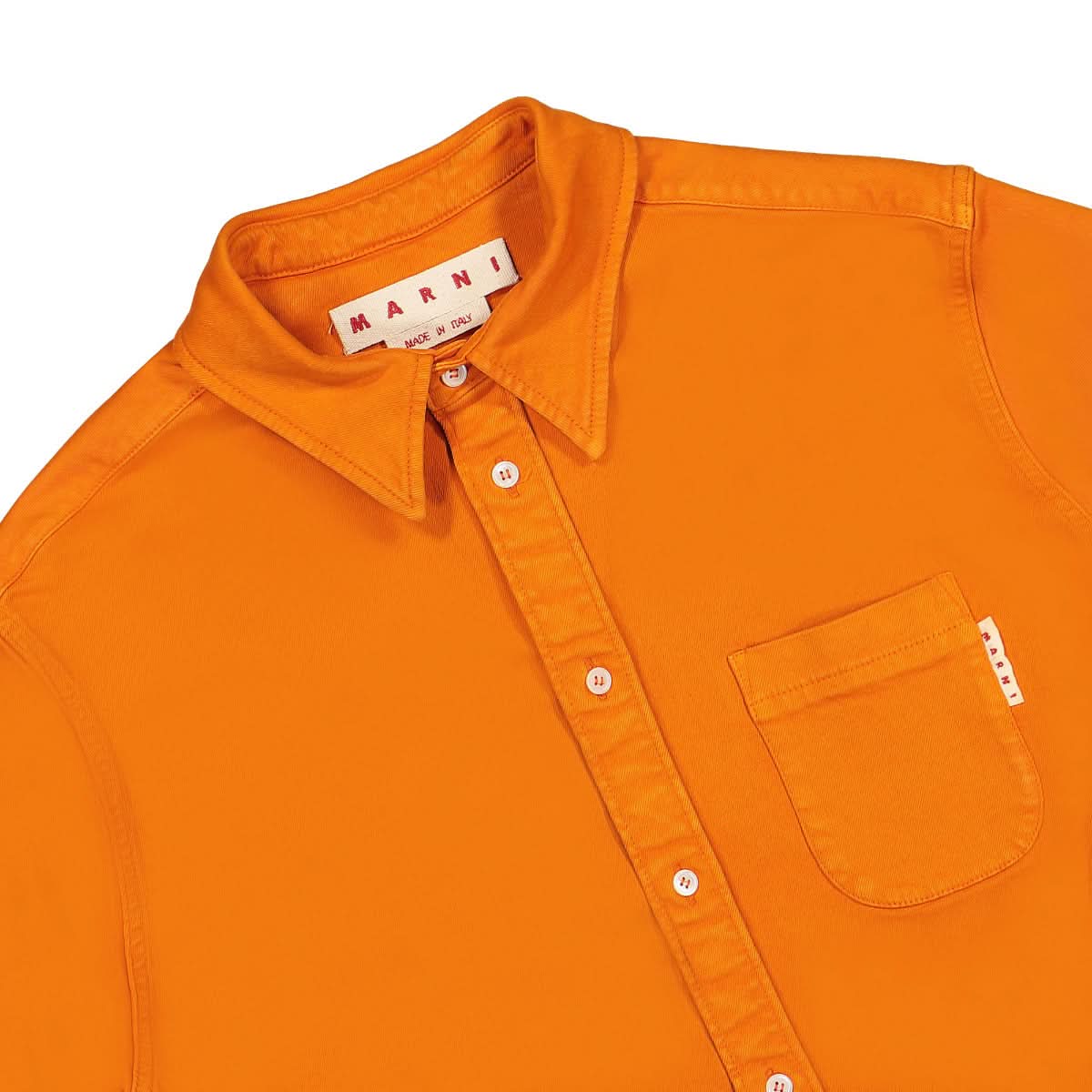 Marni Pigment Garment-Dyed Cotton Drill Shirt Orange Detail view 3 | Gate