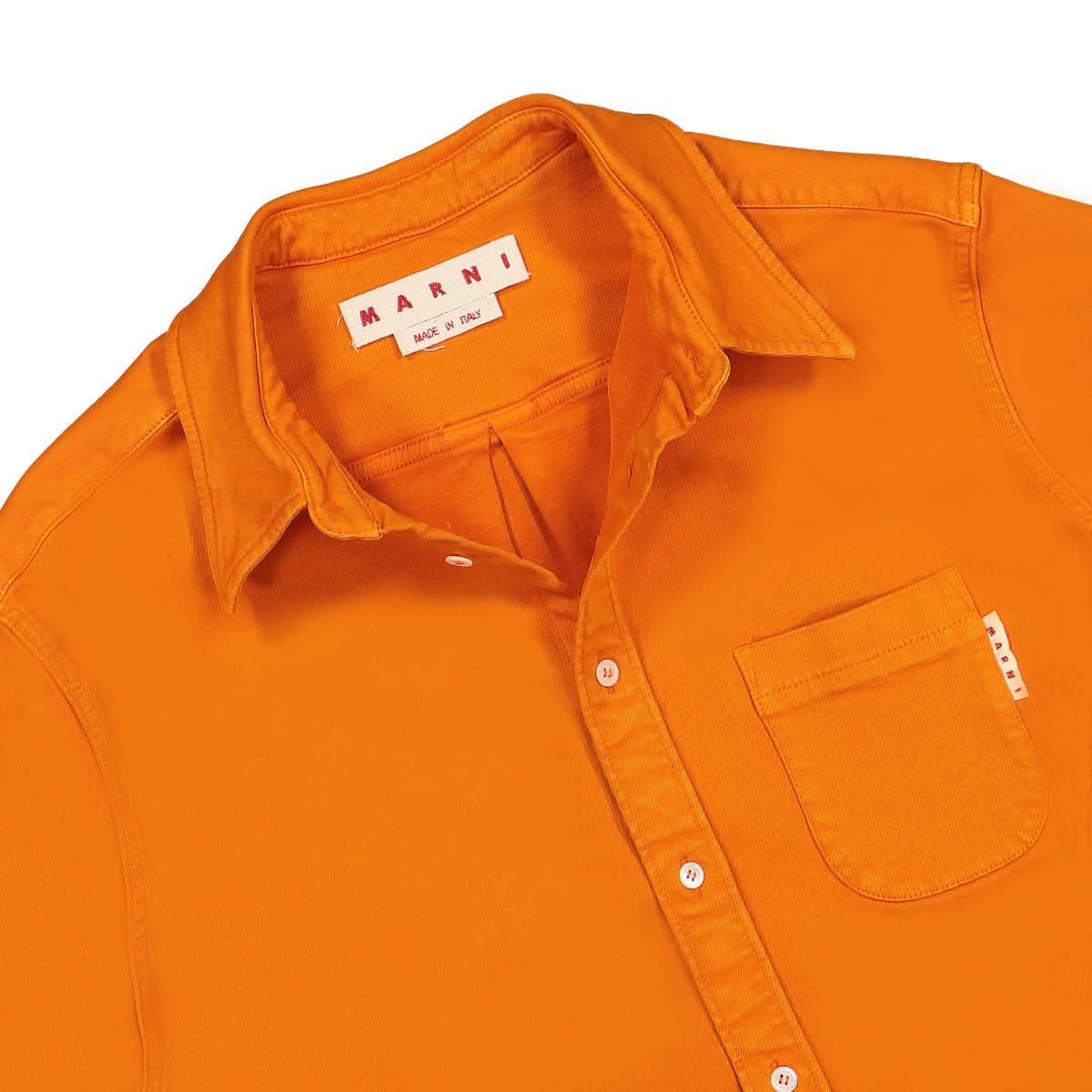 Marni Pigment Garment-Dyed Cotton Drill Shirt Orange Detail view 4 | Gate