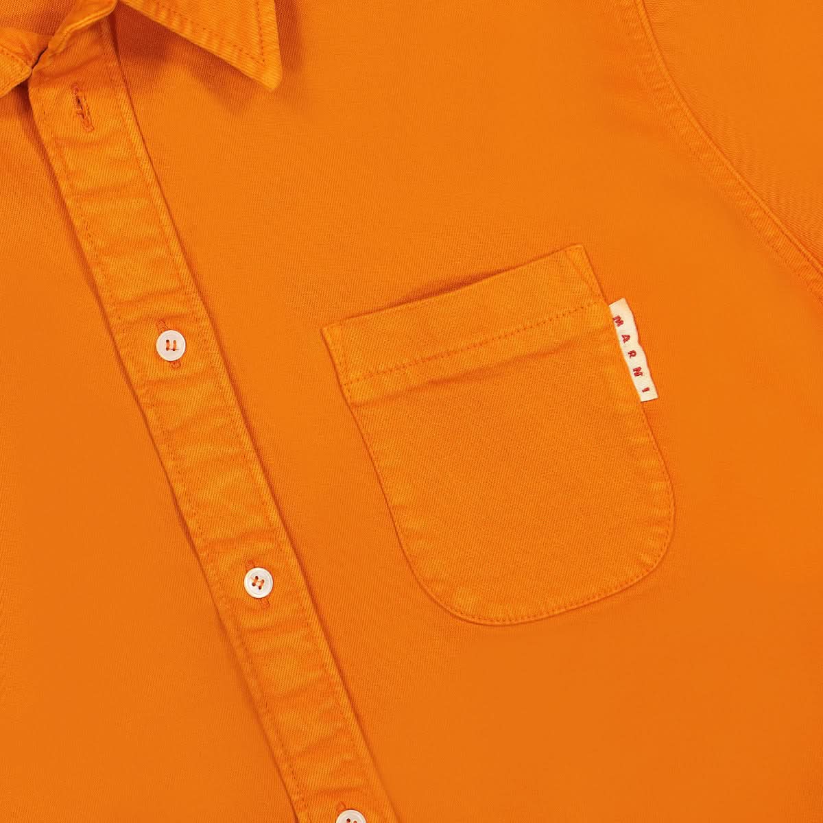 Marni Pigment Garment-Dyed Cotton Drill Shirt Orange Detail view 5 | Gate