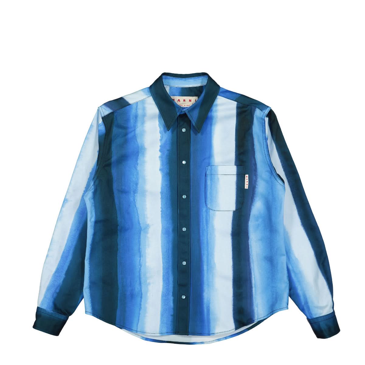 Marni Waterfall Stripe Drill Shirt Blue Detail view 1 | Gate