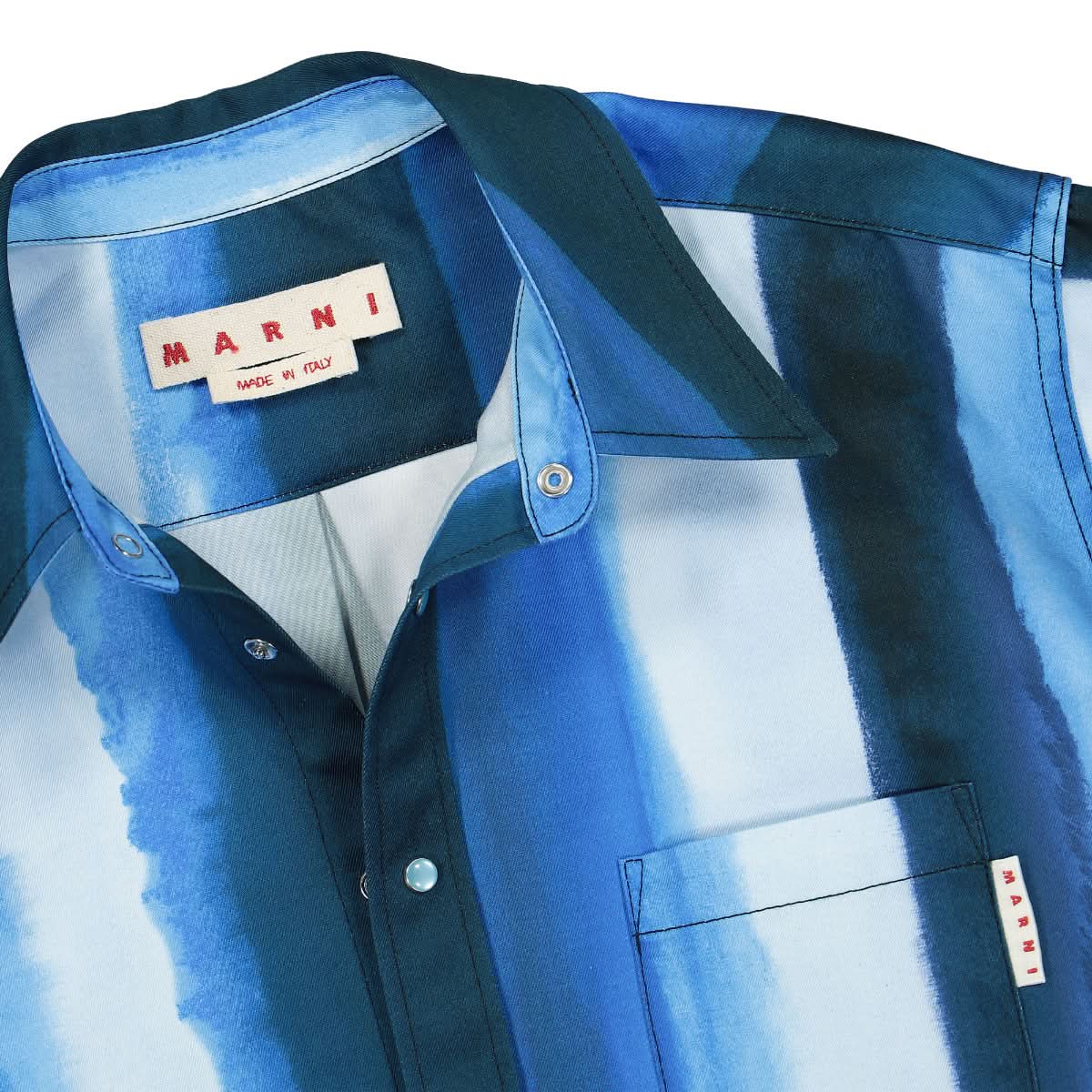 Marni Waterfall Stripe Drill Shirt Blue Detail view 3 | Gate