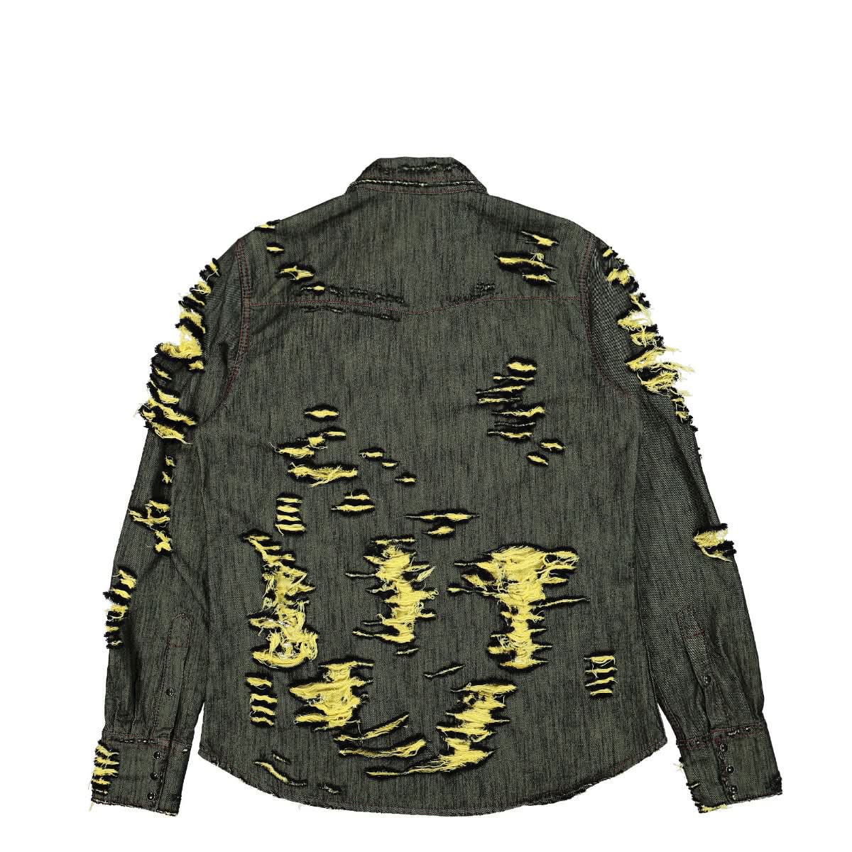 Marni Frayed Denim Color Shirt Black,Yellow Detail view 1 | Gate