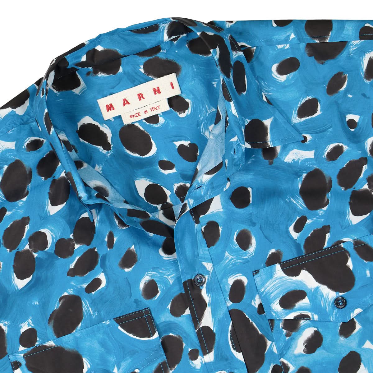 Marni Pop Dots Poplin Shirt Blue Detail view 3 | Gate