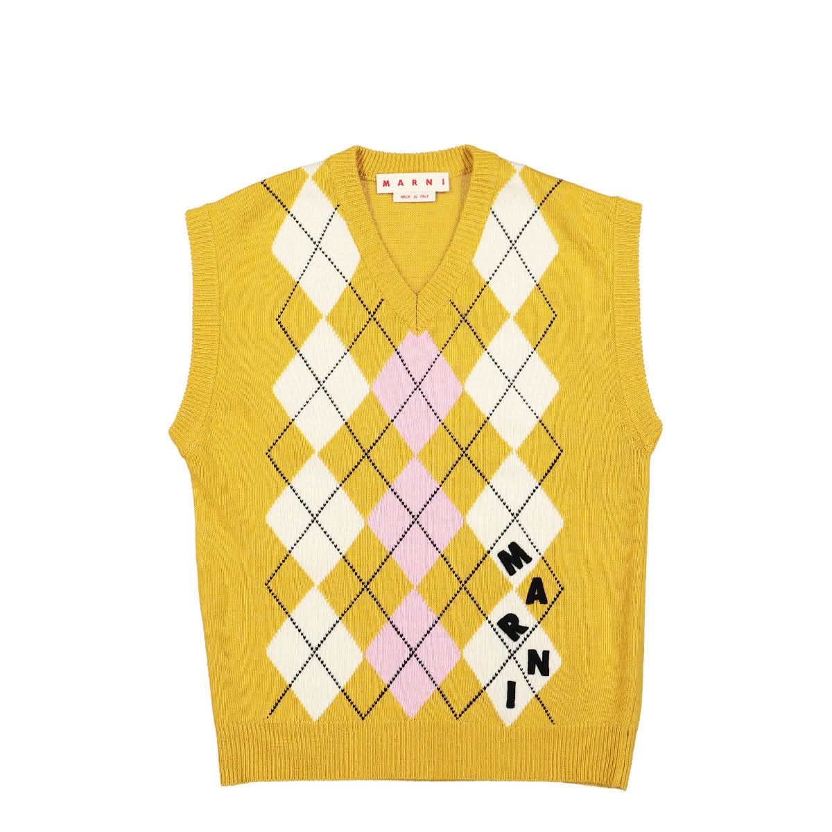 Marni Knitted V-Neck Vest Multicolor Detail view 1 | Gate