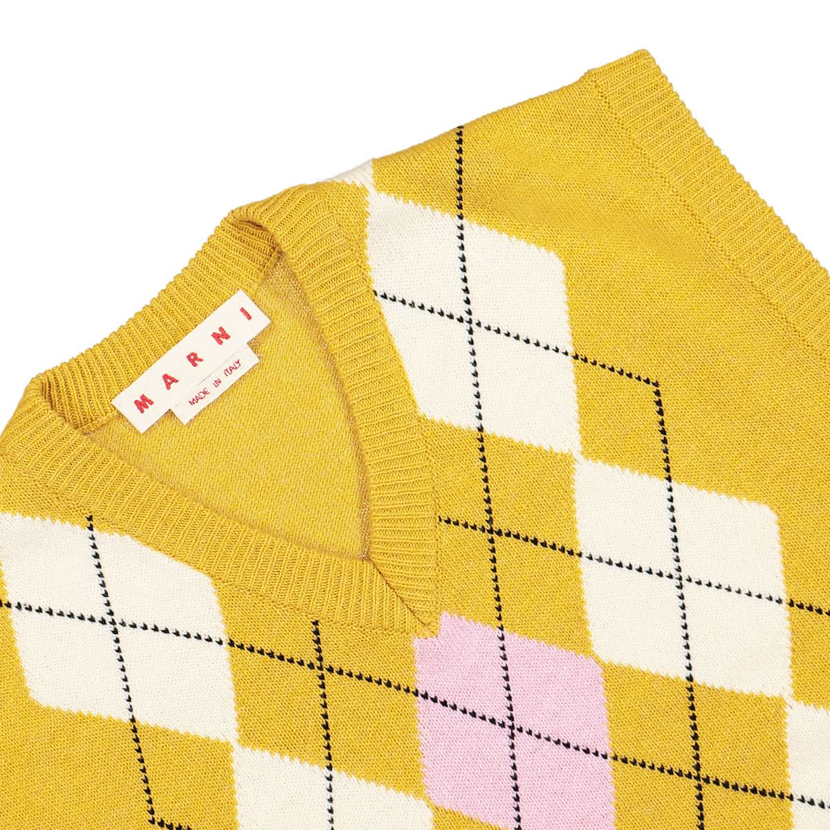 Marni Knitted V-Neck Vest Multicolor Detail view 3 | Gate