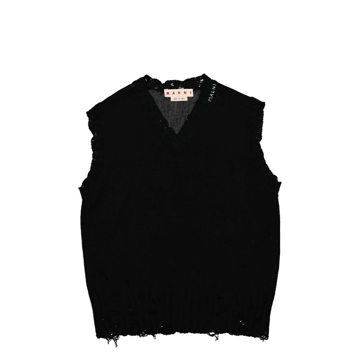 Marni V Neck Sweater Black Detail view 1 | Gate