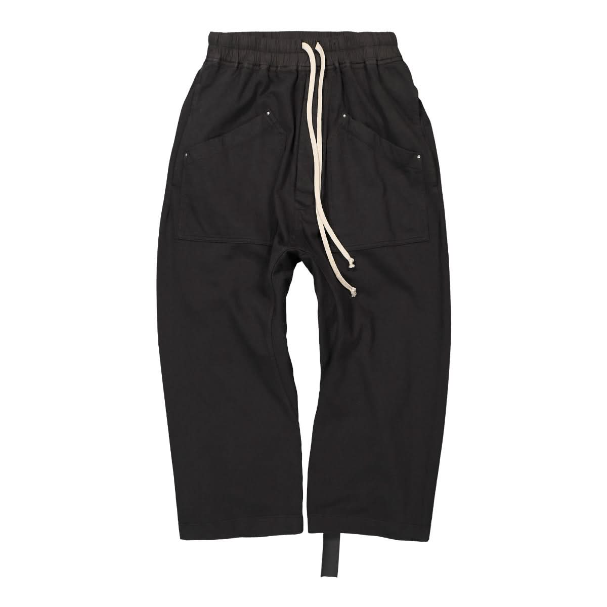 Rick Owens Cargo Drawstring Cropped Trousers Black Detail view 1 | Gate