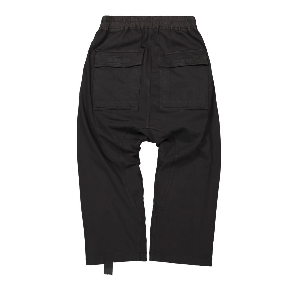 Rick Owens Cargo Drawstring Cropped Trousers Black Detail view 2 | Gate