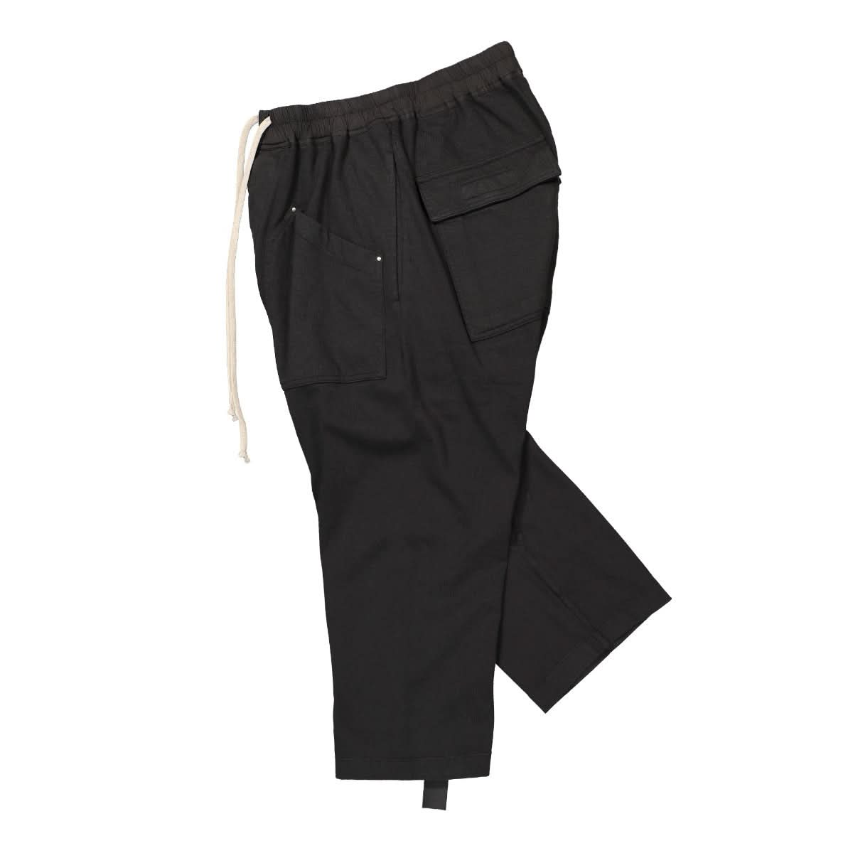 Rick Owens Cargo Drawstring Cropped Trousers Black Detail view 3 | Gate