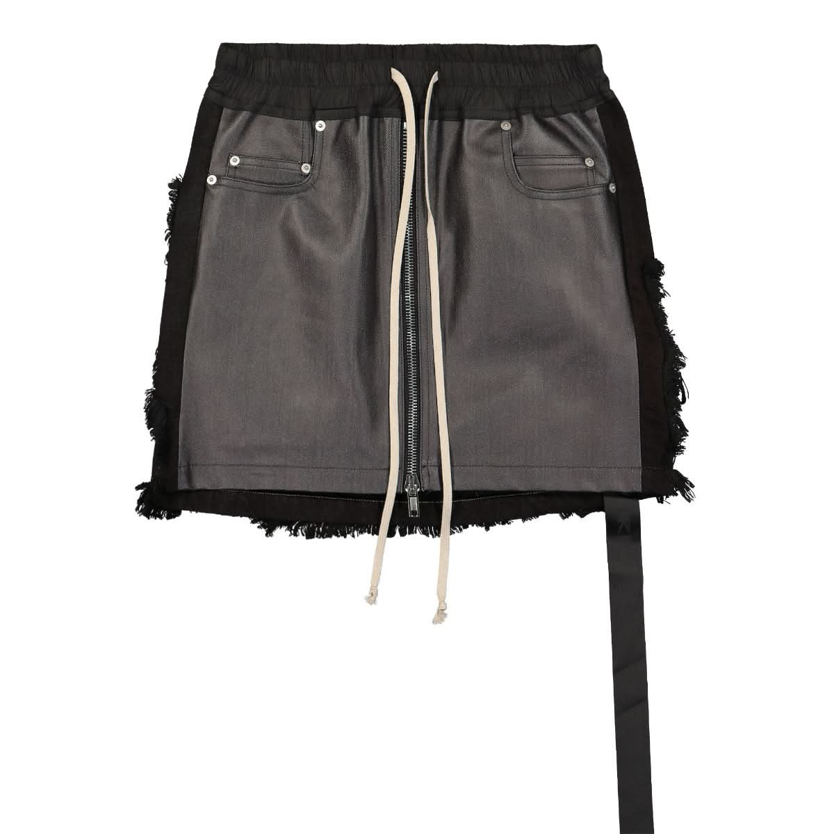 Rick Owens Womens Denim Mini Skirt Black Detail view 1 | Gate
