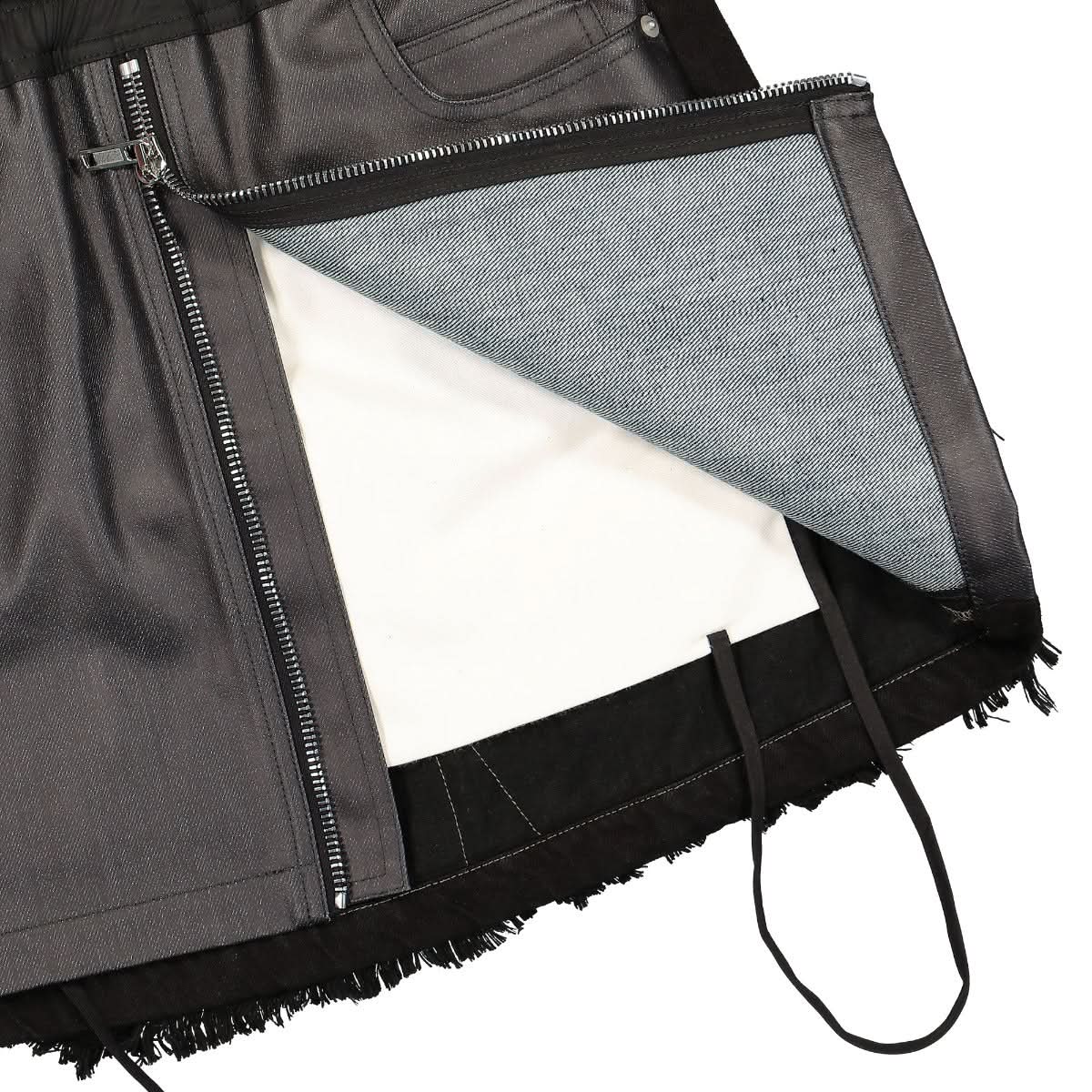Rick Owens Womens Denim Mini Skirt Black Detail view 3 | Gate