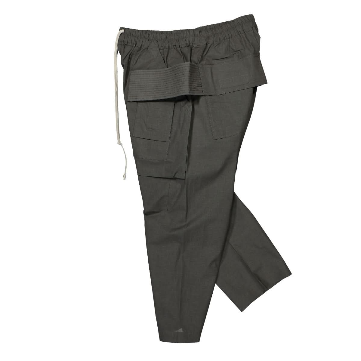 Rick Owens Creatch Cargo Cropped Drawstring Pants Grey Detail view 3 | Gate