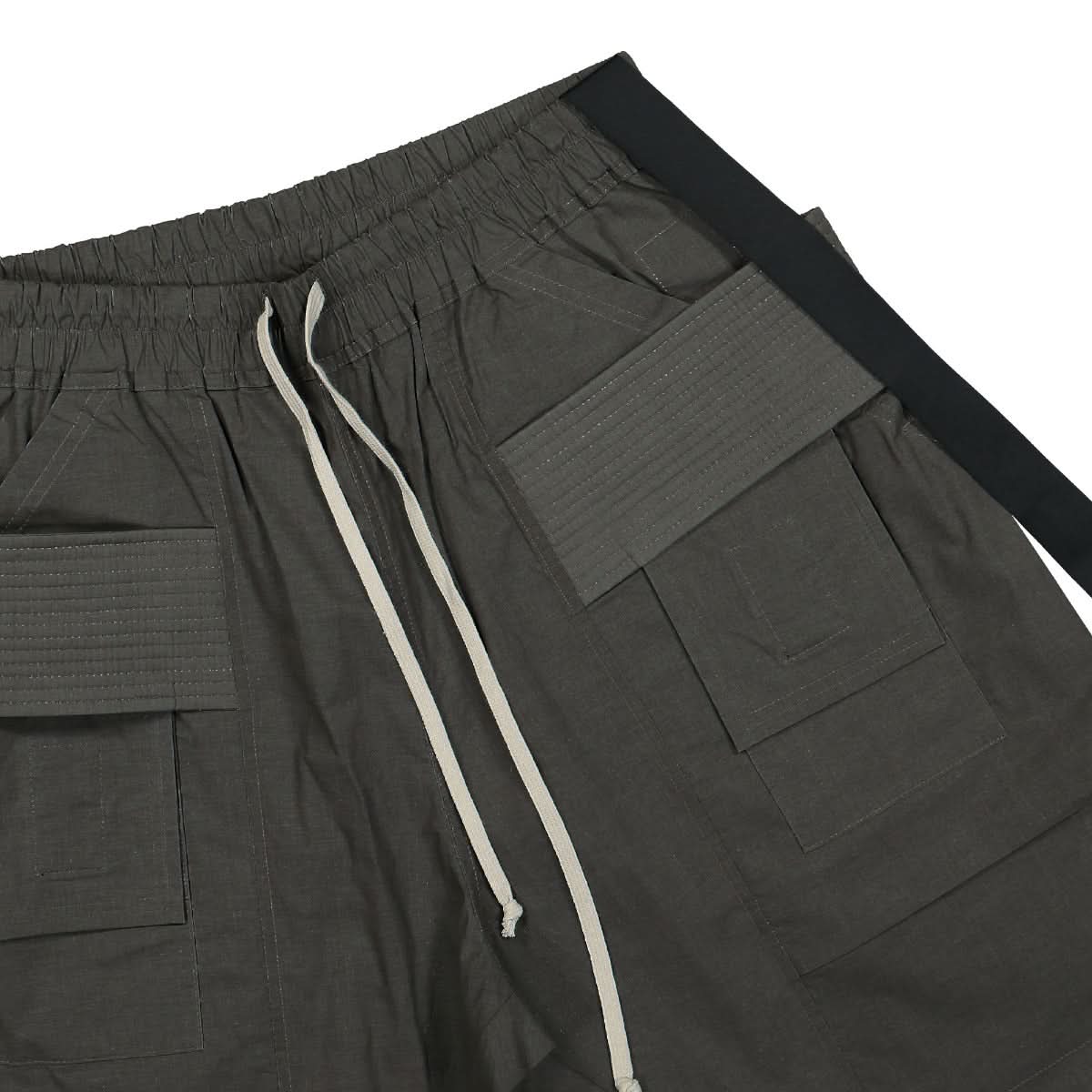 Rick Owens Creatch Cargo Cropped Drawstring Pants Grey Detail view 4 | Gate